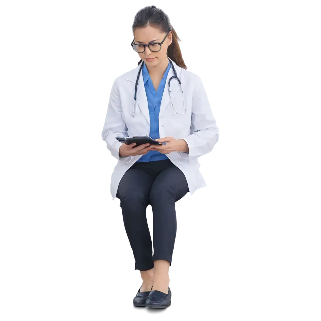 Doctor-Taking-Notes-on-a-Tablet-PNG-HighQuality-Medical-Digital-Illustration