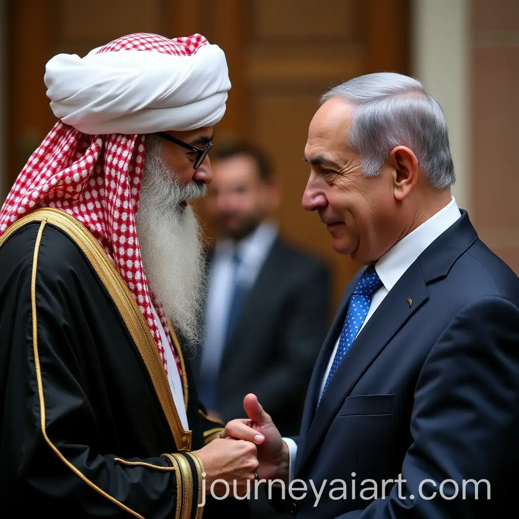 Sheikh-Naim-Qassim-Holding-Leash-Over-Benjamin-Netanyahus-Face