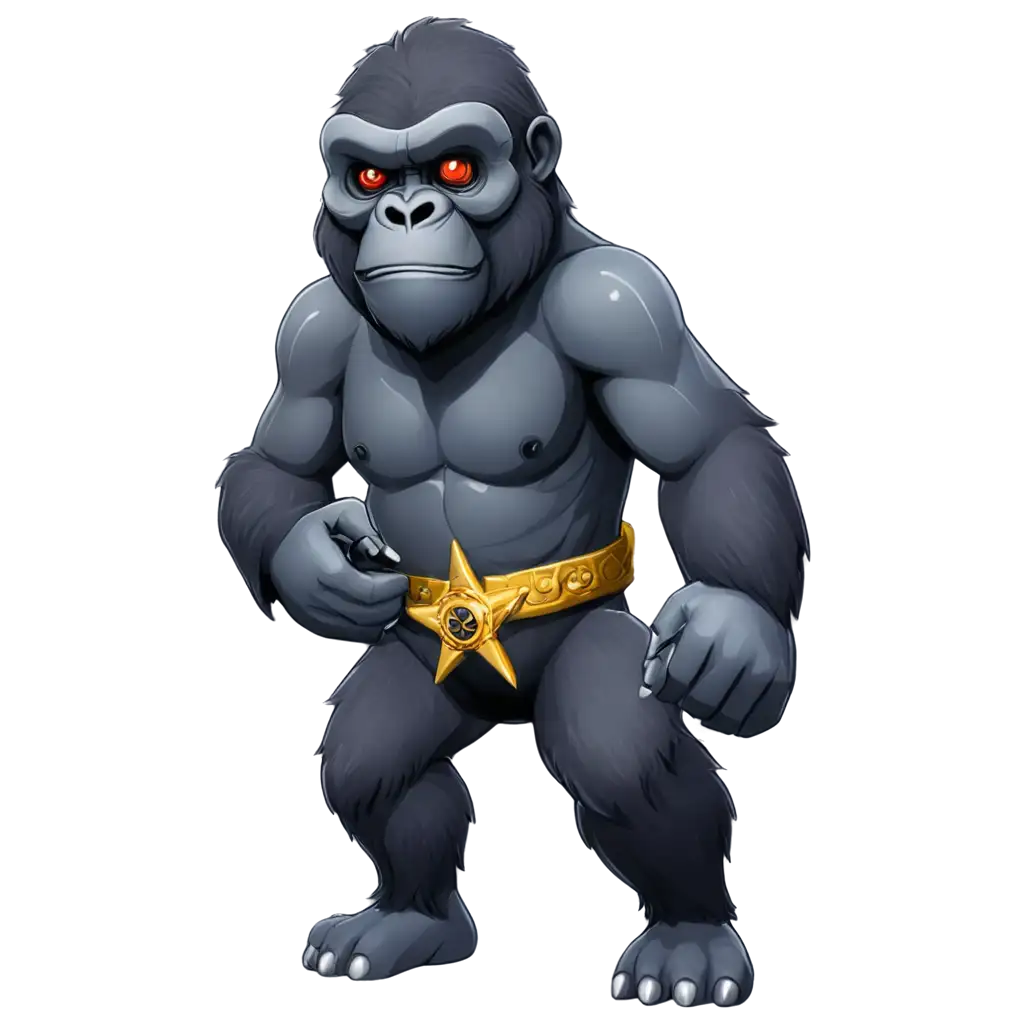 Cartoon-Cybernetic-Gorilla-Holding-Ninja-Star-PNG-Image