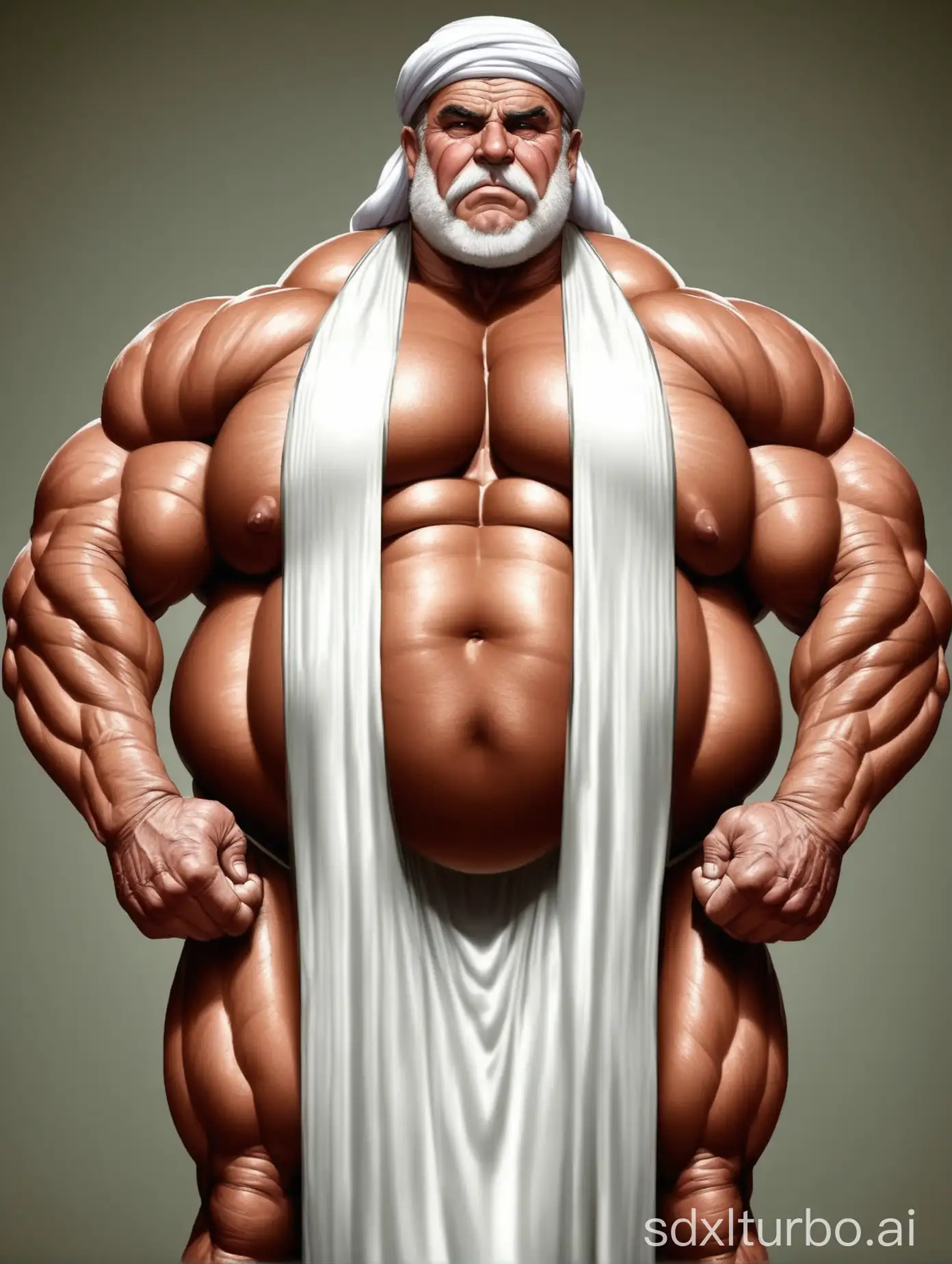 Massive-Muscular-Elderly-Man-in-Traditional-Arabic-Dress