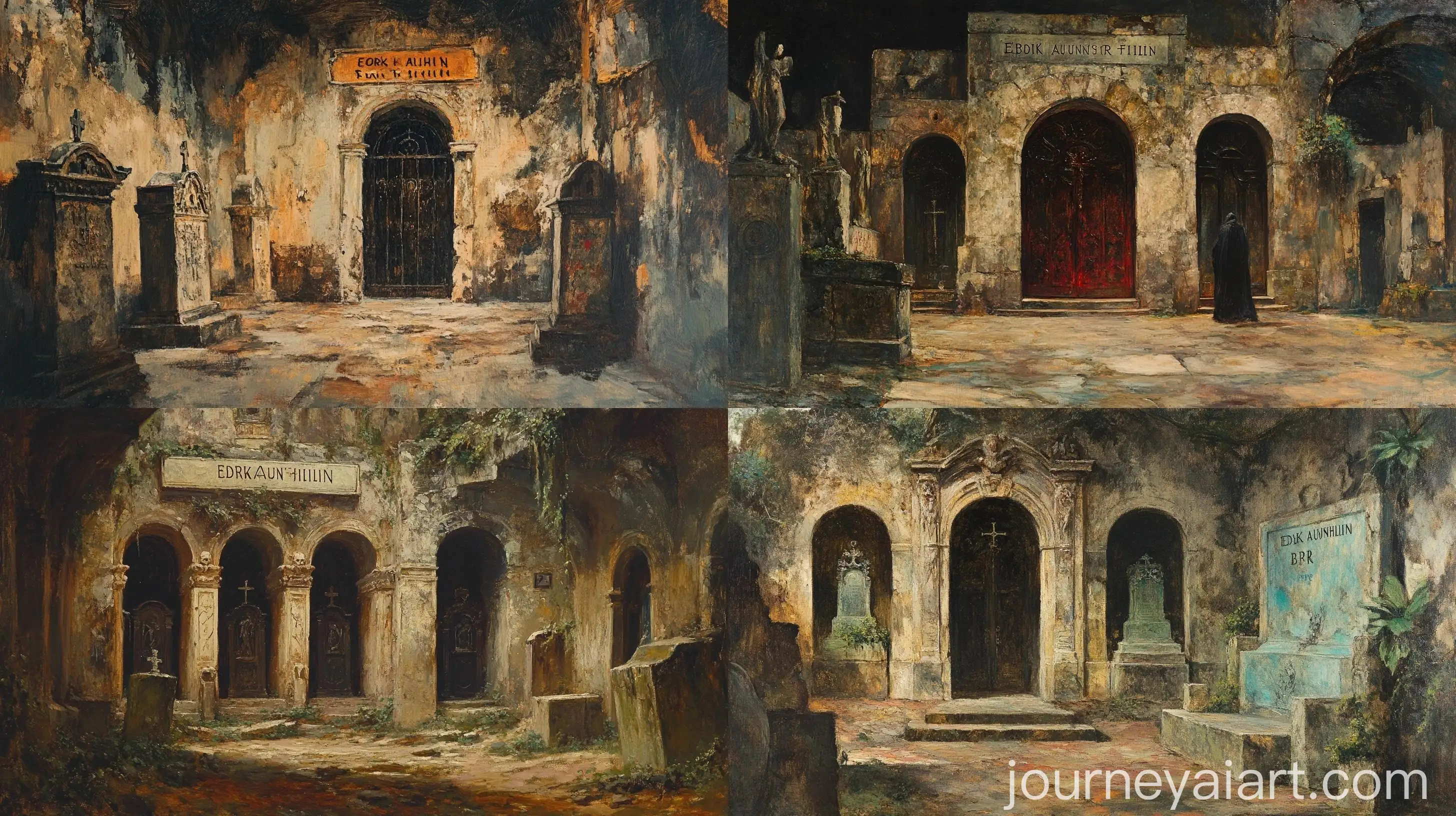 Fantasy-Spanish-Cemetery-with-Crypt-and-Inscription