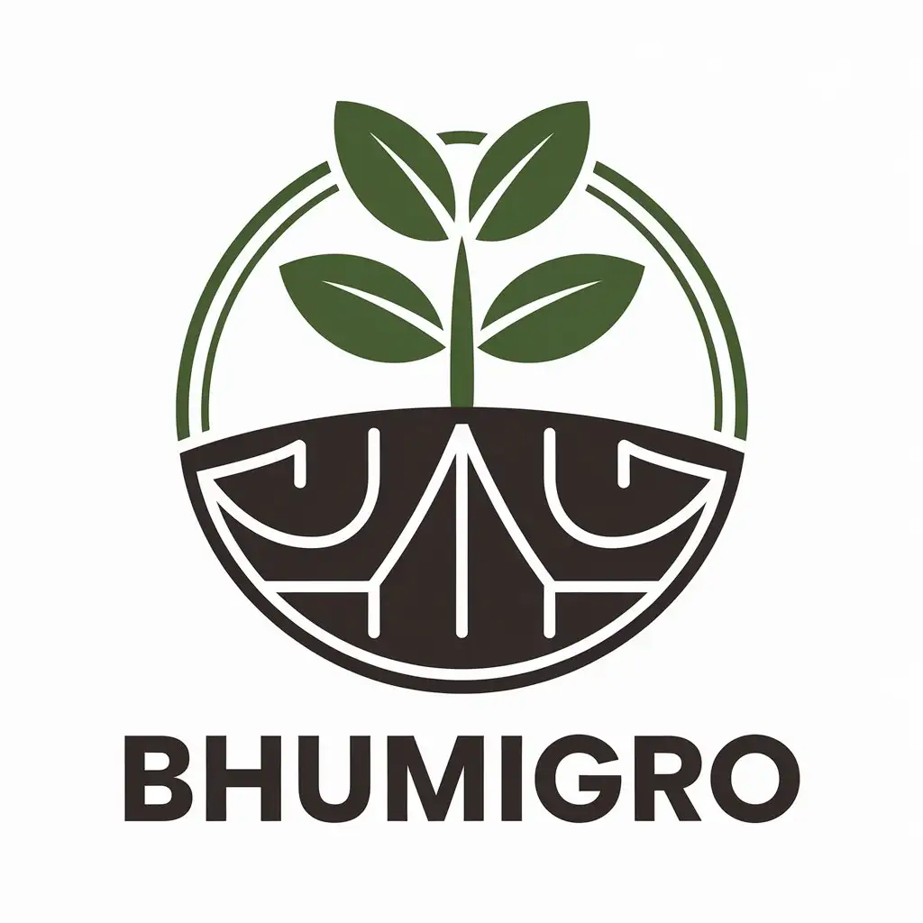 LOGO Design for BhumiGro Vector with Soil Plants Symbol and Clear Background