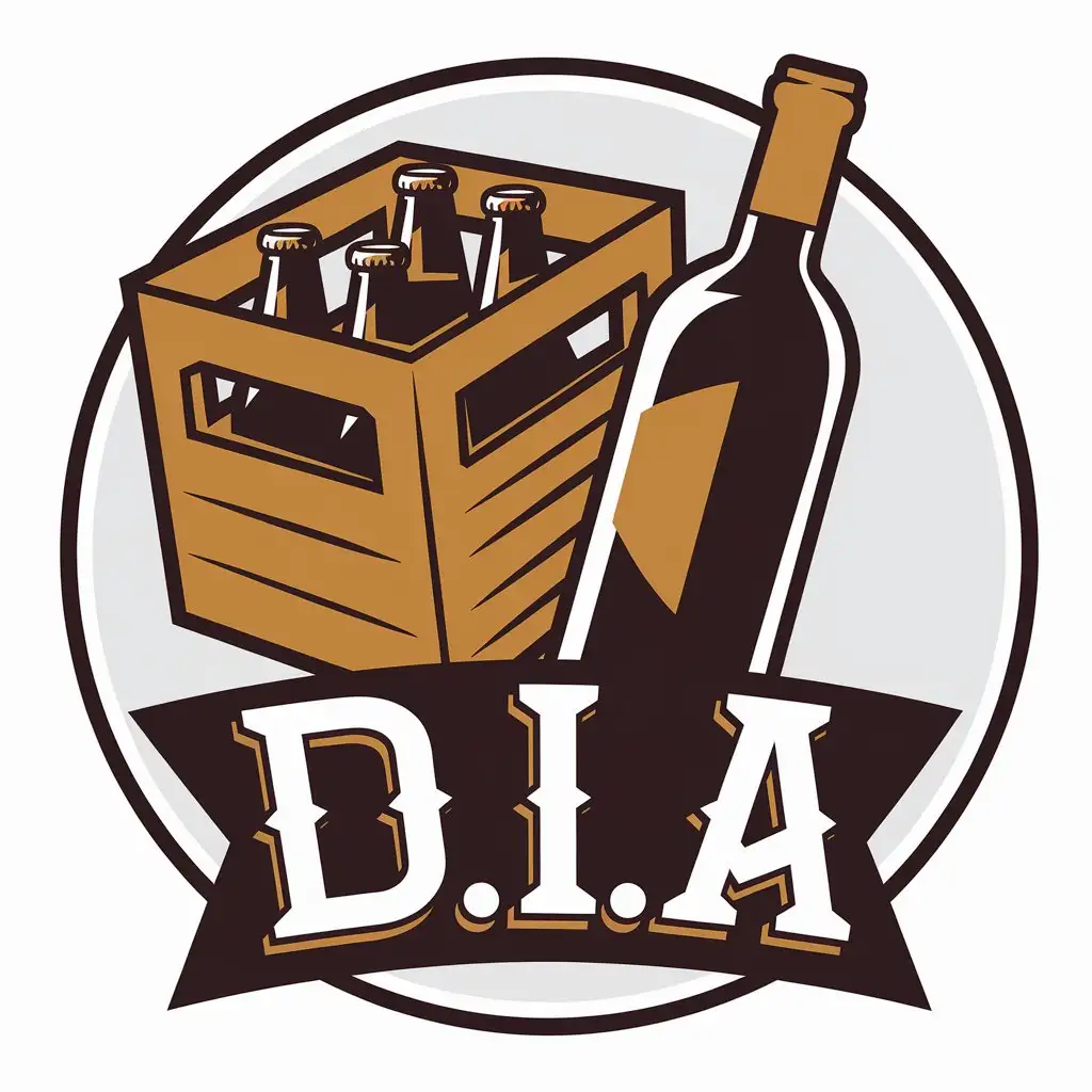 LOGO Design for DIA Crate of Beer and Wine Bottle Theme for Restaurant Industry