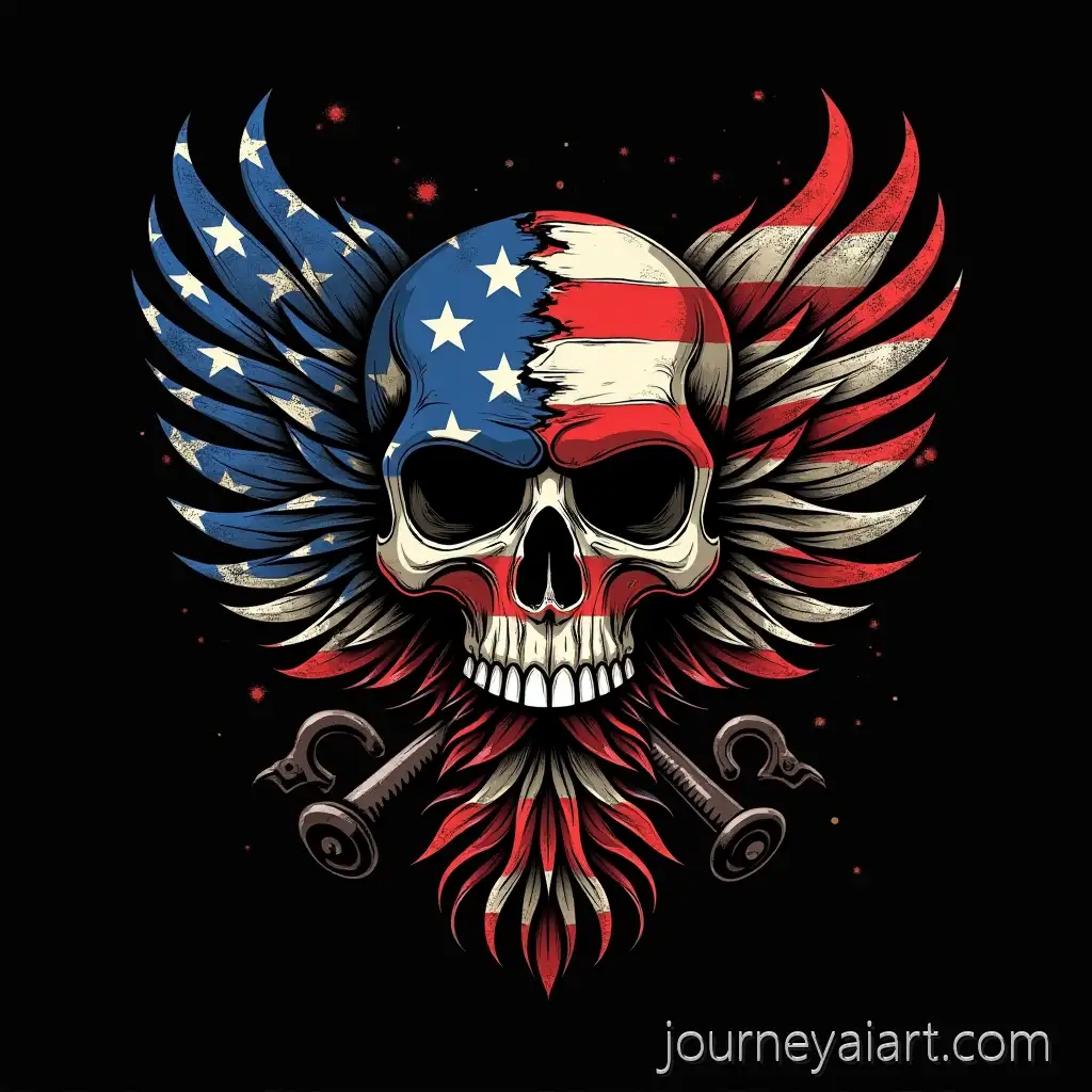 Vector-Biker-EmblemBiker-emblem-with-flag-with-Torn-American-Flag-on-Black-Background