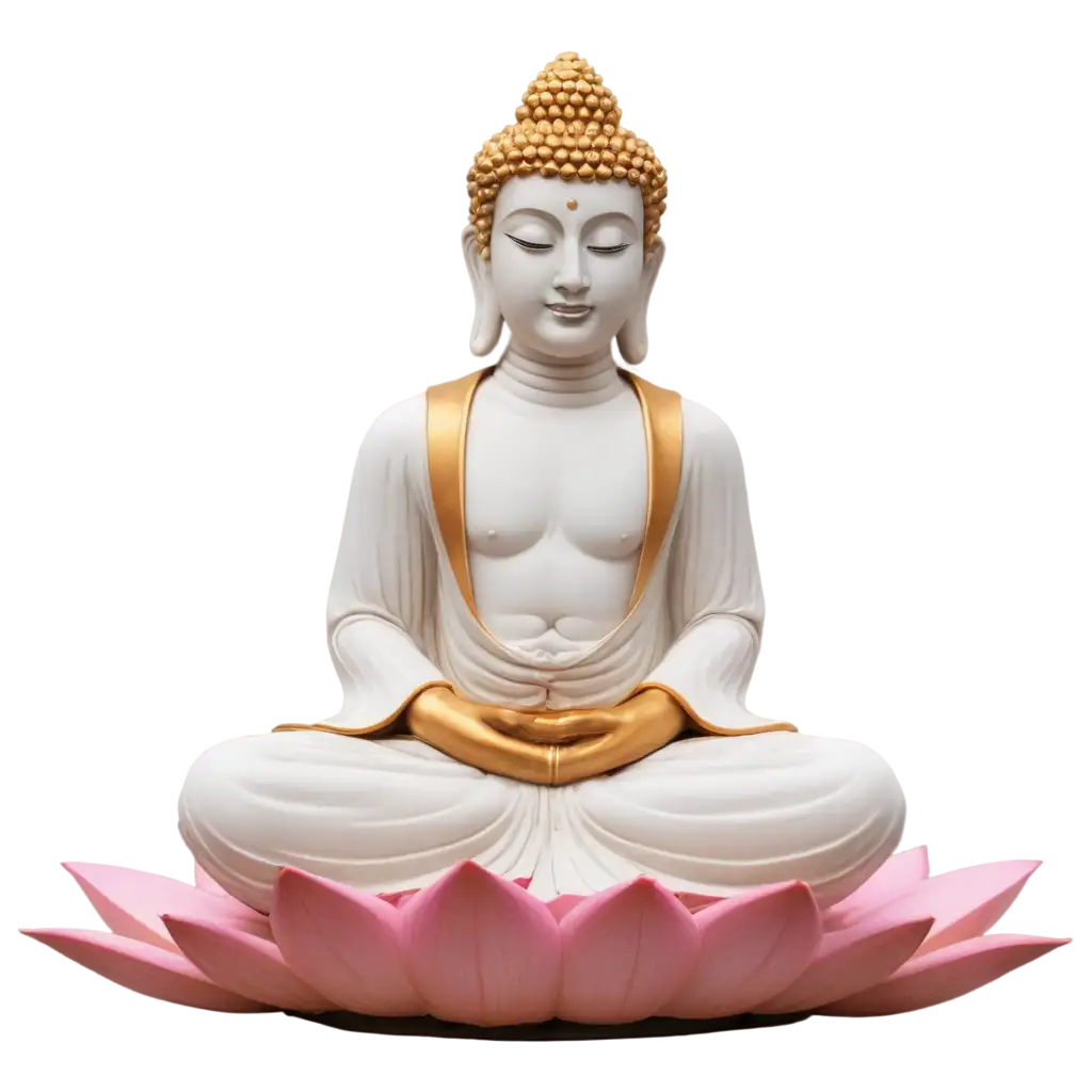 Elegant-White-and-Orange-Buddha-PNG-Image-Sitting-on-Pink-Lotus-for-Spiritual-Inspiration