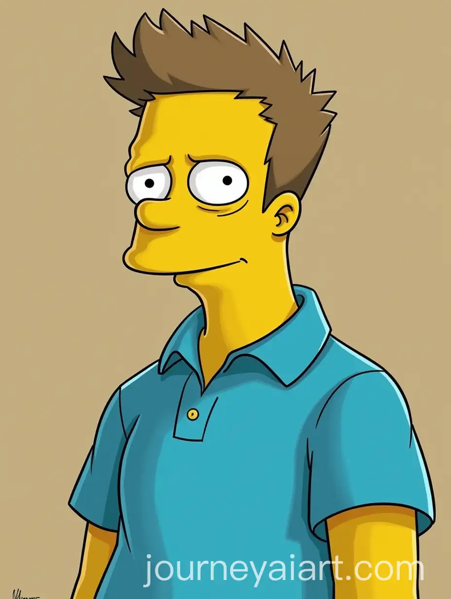 Young-Man-in-Blue-Polo-Shirt-with-Buzz-Haircut-and-Artistic-Style-Inspired-by-The-Simpsons