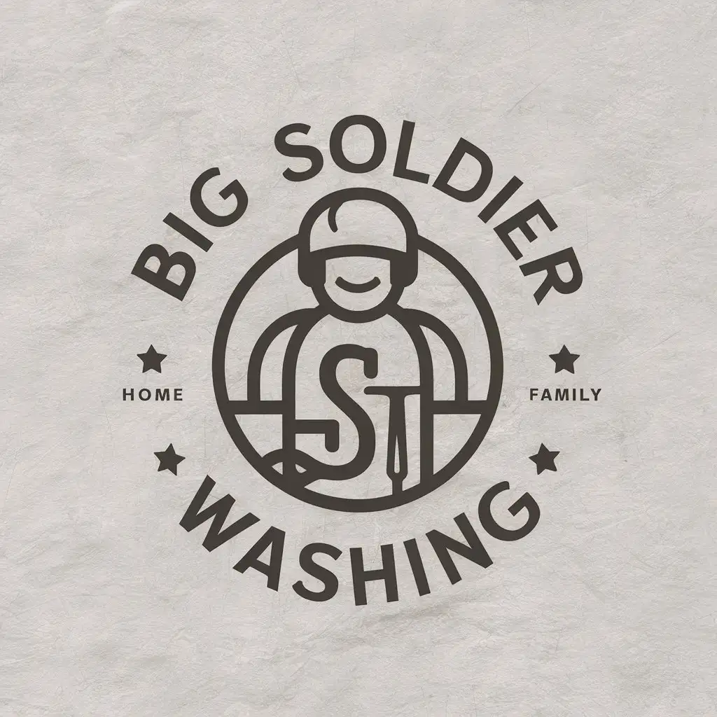 LOGO-Design-for-Big-Soldier-Washing-Soldier-Washing-Icon-in-Moderate-Style-for-Home-Family-Industry