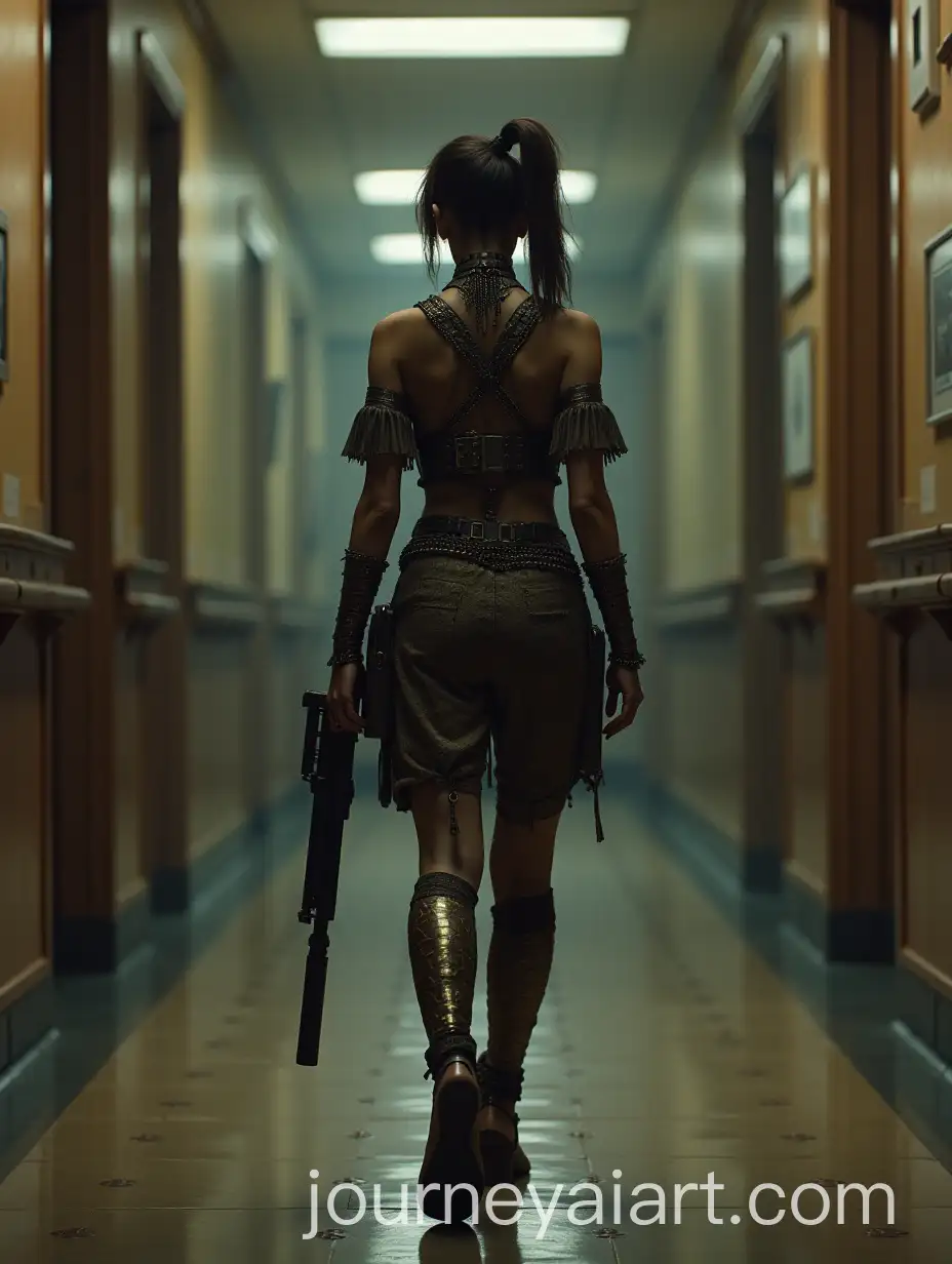 Girl-with-Shotgun-in-Aztec-Outfit-Walking-After-Mission-in-Noir-Style