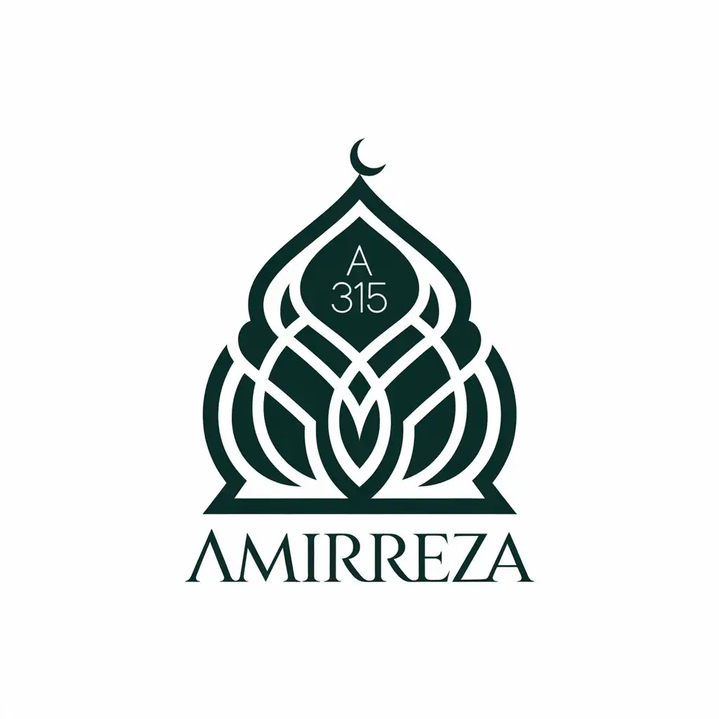 a vector logo design,with the text "Amirreza", main symbol:a religious logo with the names Amir and Reza and number 315 suitable for work and religious clips,Moderate,clear background