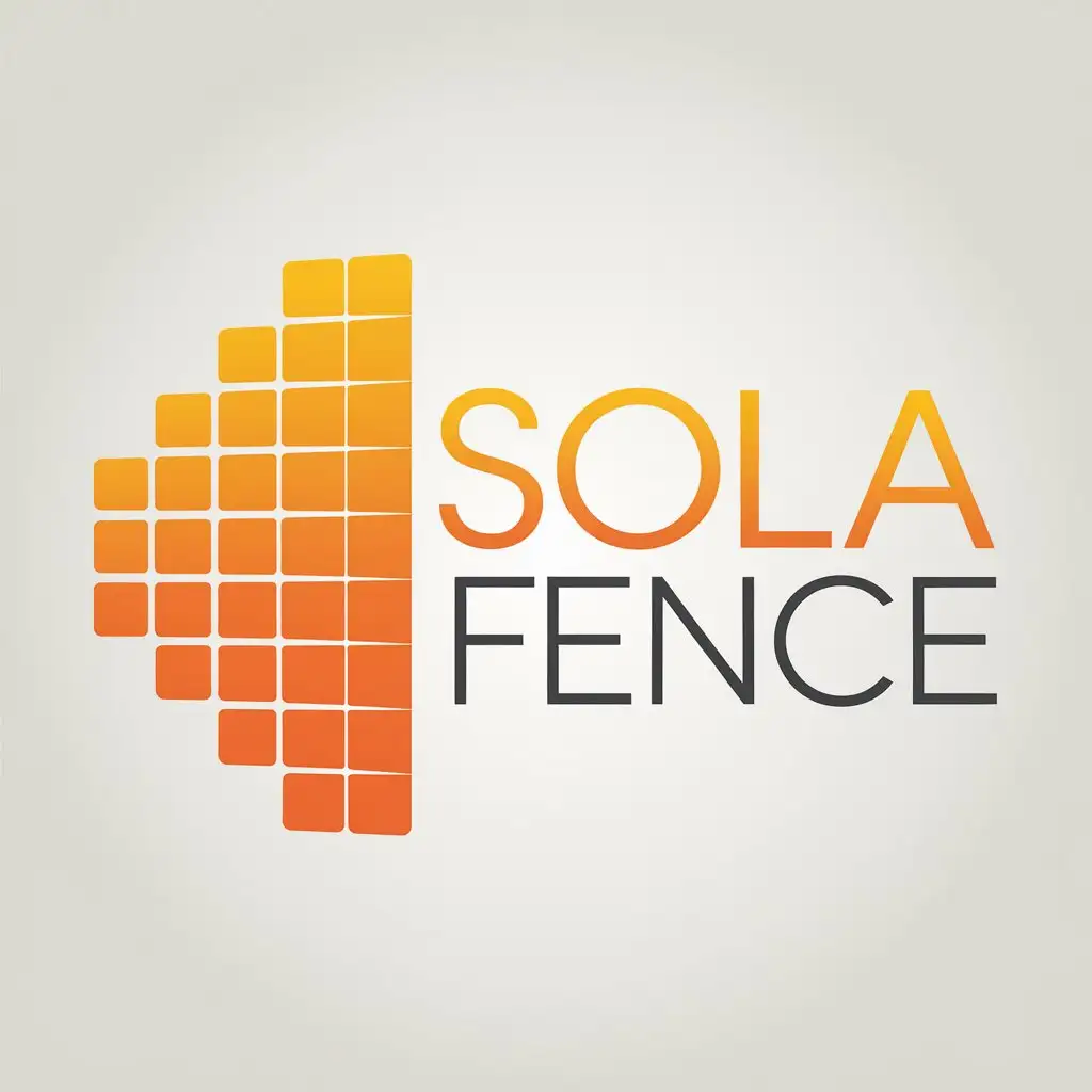 LOGO Design for SolaFence Modern Minimalistic Style with Orange and Grey Colors and Solar Panel Representation