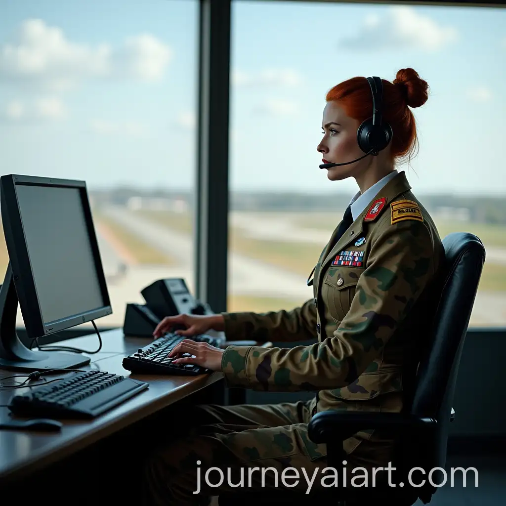 Russian-Female-Air-Force-Colonel-and-Radio-Operators-in-Military-Control-Tower