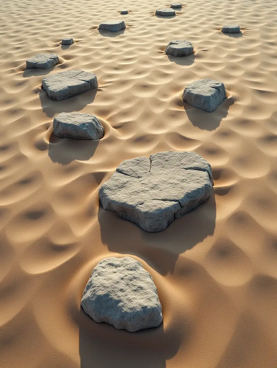 Images or videos of rocks with traces on dry ground