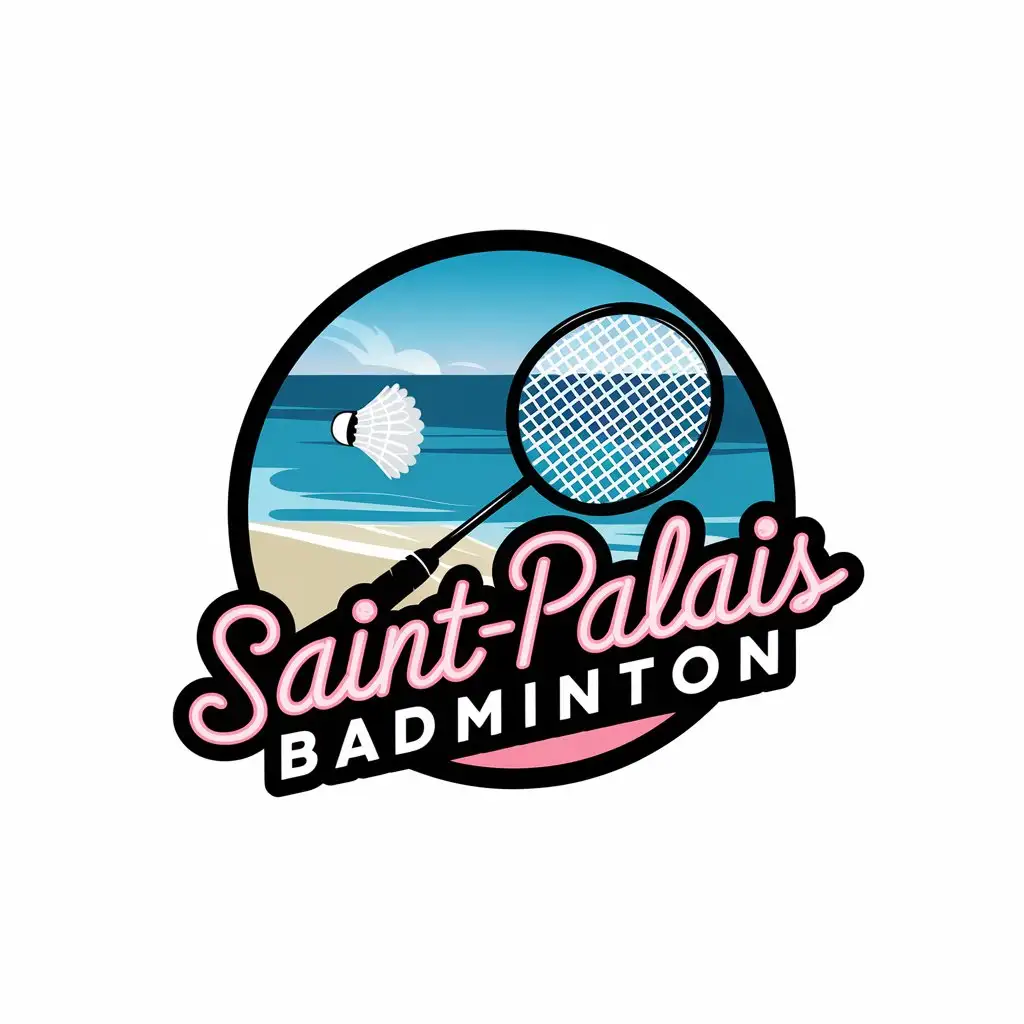 LOGO Design for SaintPalais Badminton Beach Sea Neon Signage for Entertainment Industry with Clear Background