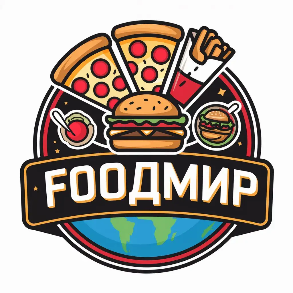 LOGO Design for Food Pizza Hamburger Fast Foods National Foods with Earth Theme for Restaurant Industry