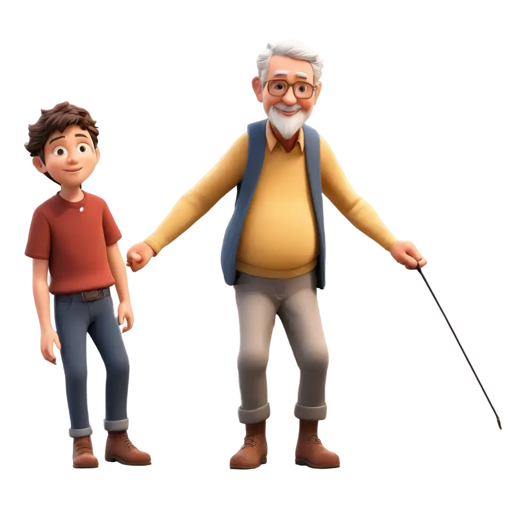 Grandfather-and-Grandson-Cartoon-PNG-Heartwarming-Family-Bonding-Image-for-Digital-Art-and-More