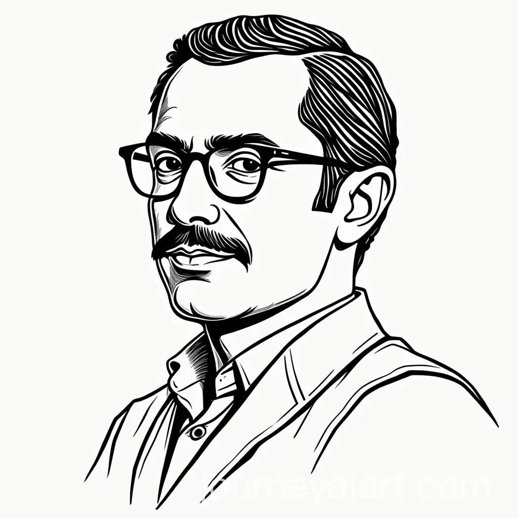 Vector-Line-Art-Portrait-of-Sadegh-Hedayat