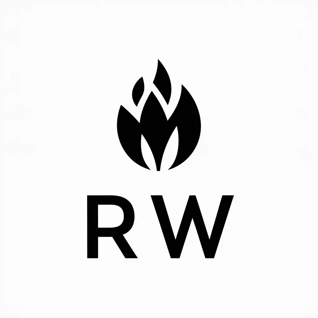 a vector logo design,with the text "RW", main symbol:Chaff fire,Minimalistic,be used in Internet industry,clear background