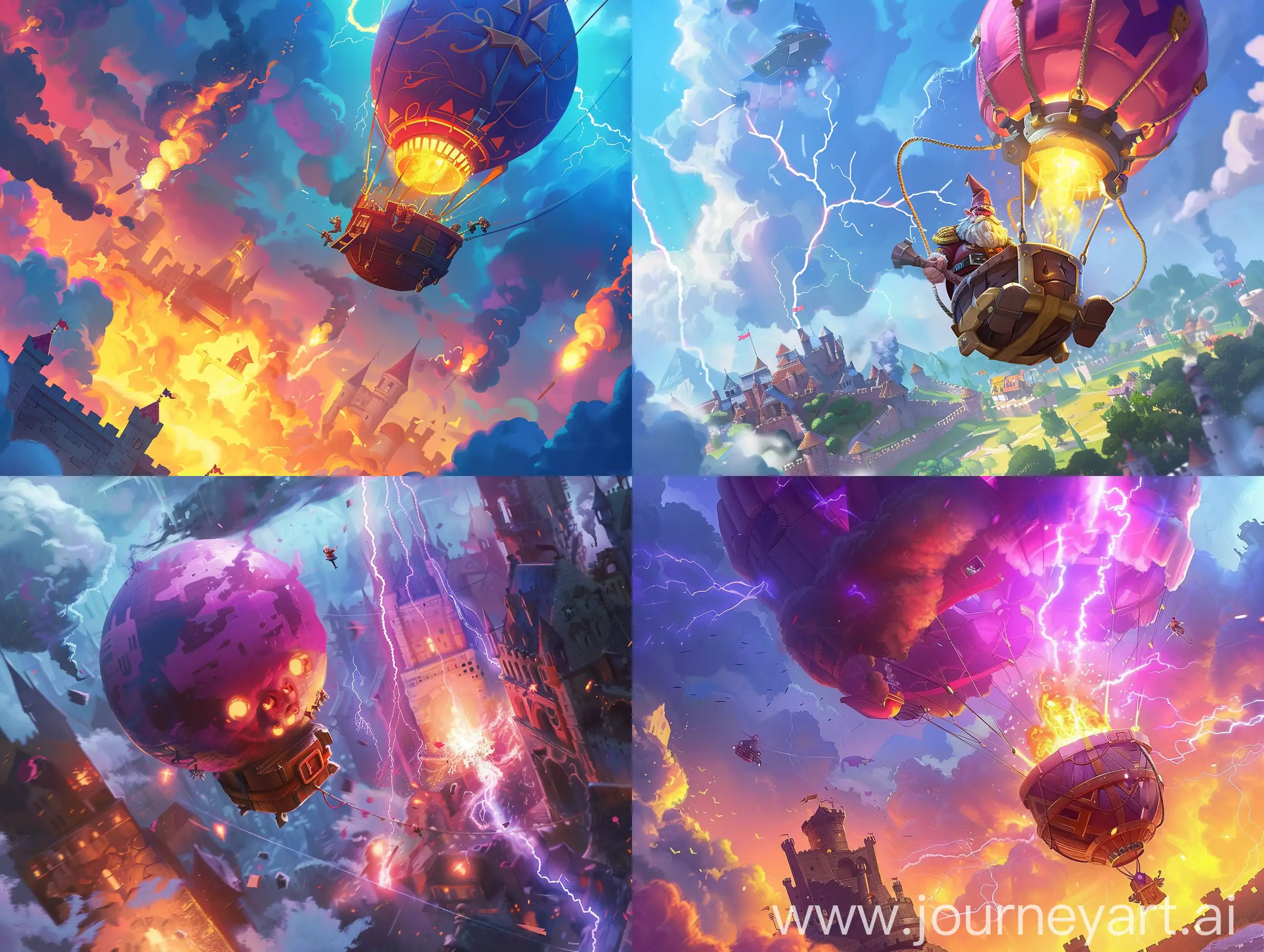 Clash-Royale-Air-Balloon-with-Tesla-and-Wizard-in-Action