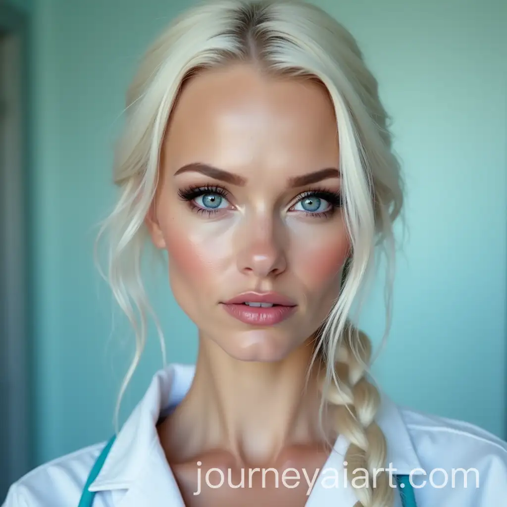 Pamela-Anderson-Inspired-Nurse-with-Blue-Eyes-and-Light-White-Hair