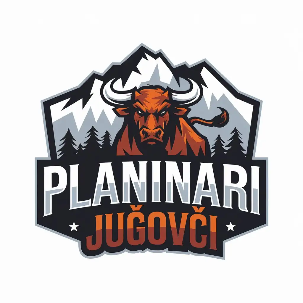 LOGO Design for PLANINARI JUGOVCI Angry Bull in Mountains Theme for Travel Industry