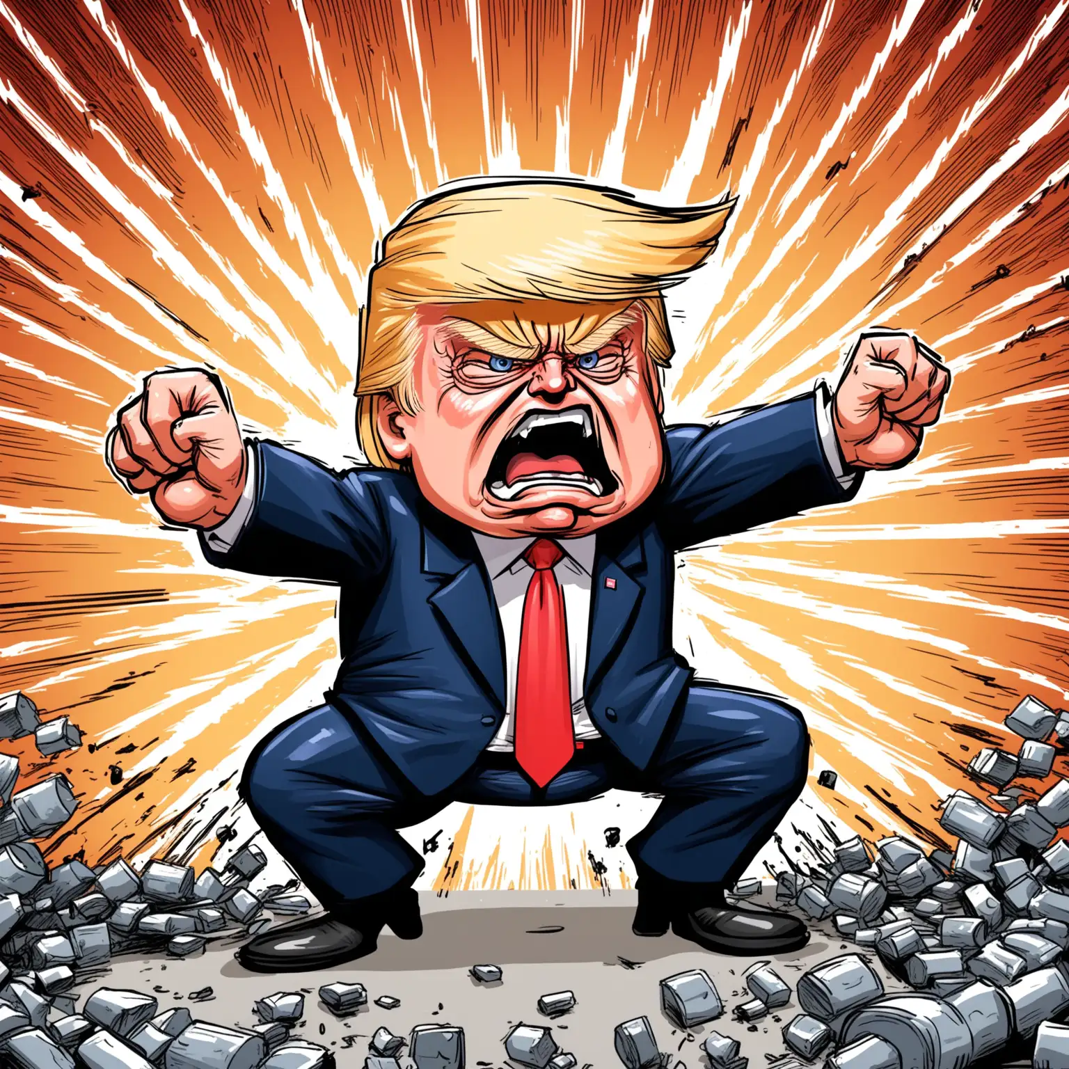 Cartoon Trump Having a Temper Tantrum