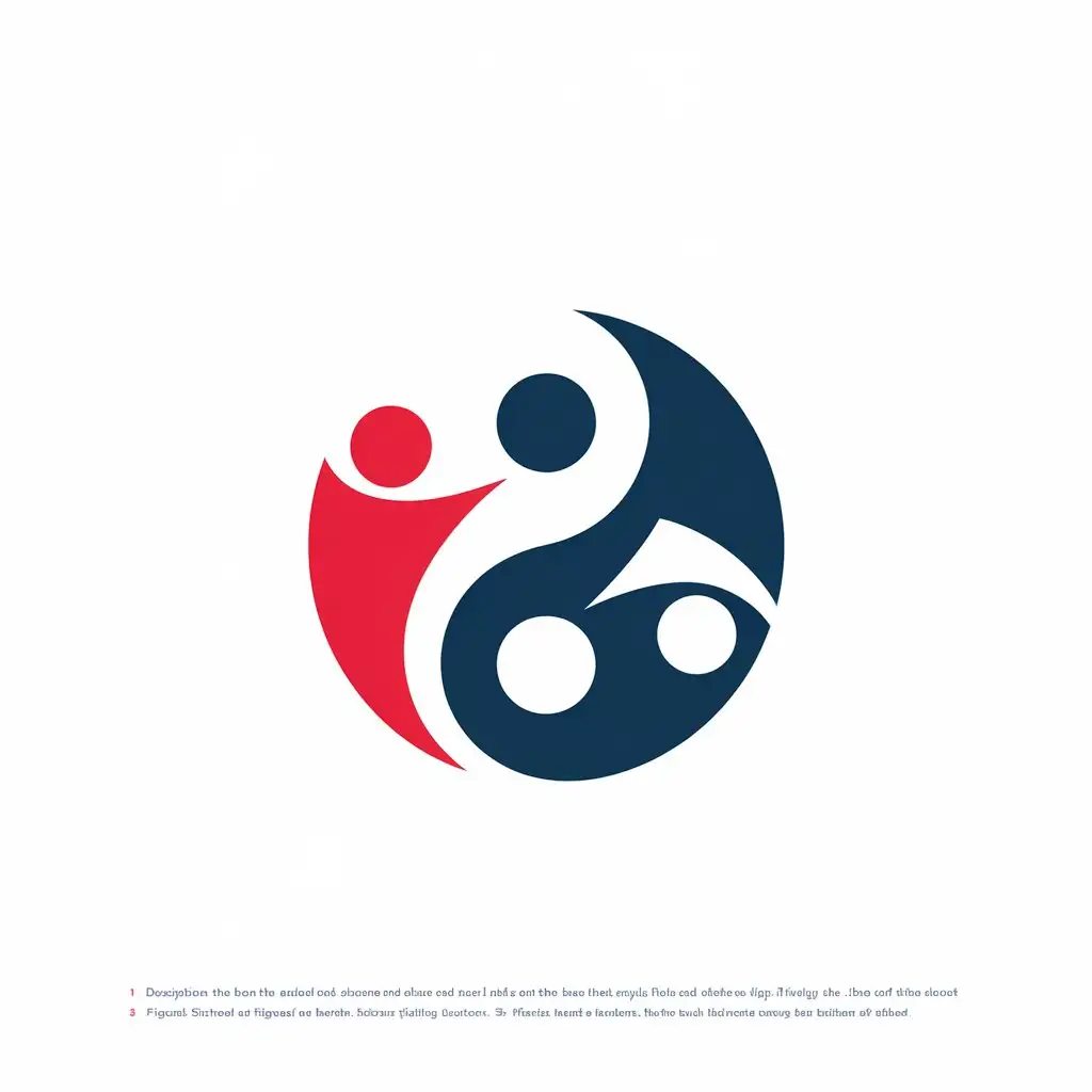 a vector logo design,with the text "description: The logo has two main colors – red and blue . Red is on the left side and blue is on the right side. 2. shape and style: The design is very simple and abstract, showing two human figures standing near each other. Both figures are slightly rotated, depicting a yin-yang (yin-yang) type of structure. 3. physical structure: The heads of the figures are round, and their bodies are semi-circular, connected to each other at the bottom. 4. balance: Both figures symbolize balance and partnership with each other.", main symbol:description: the logo has two main colors – red and blue . the red color is on the right side and the blue color is on the left side. 2. shape and style: the design is very simple and abstract, showcasing two human figures standing near each other. both figures are slightly rotated, showing a yin-yang like structure. 3. physical structure: the heads of the figures are round and their bodies are semi-circular, connected to each other at the bottom. 4. symmetry: the figures represent balance and harmony with each other,Moderate,clear background