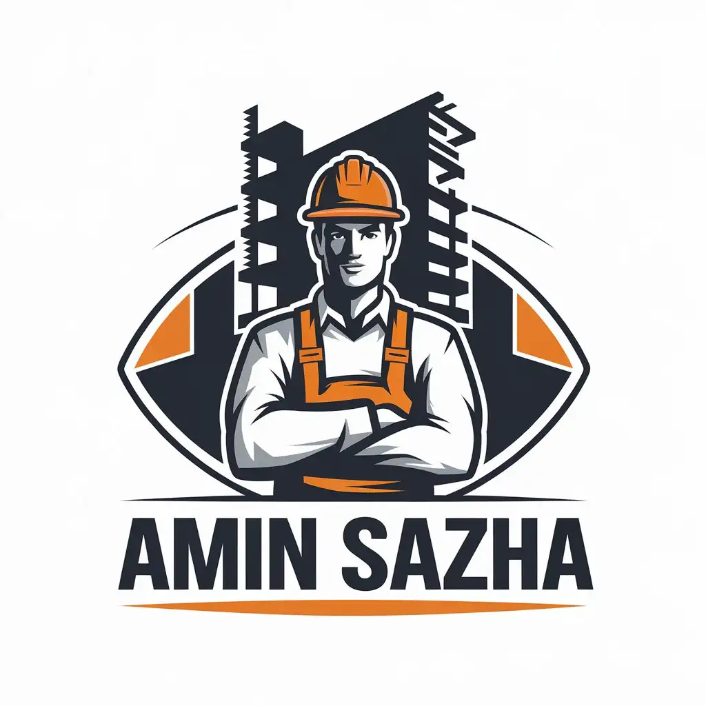 a vector logo design,with the text "amin sazha", main symbol:construction and building,Moderate,be used in Construction industry,clear background