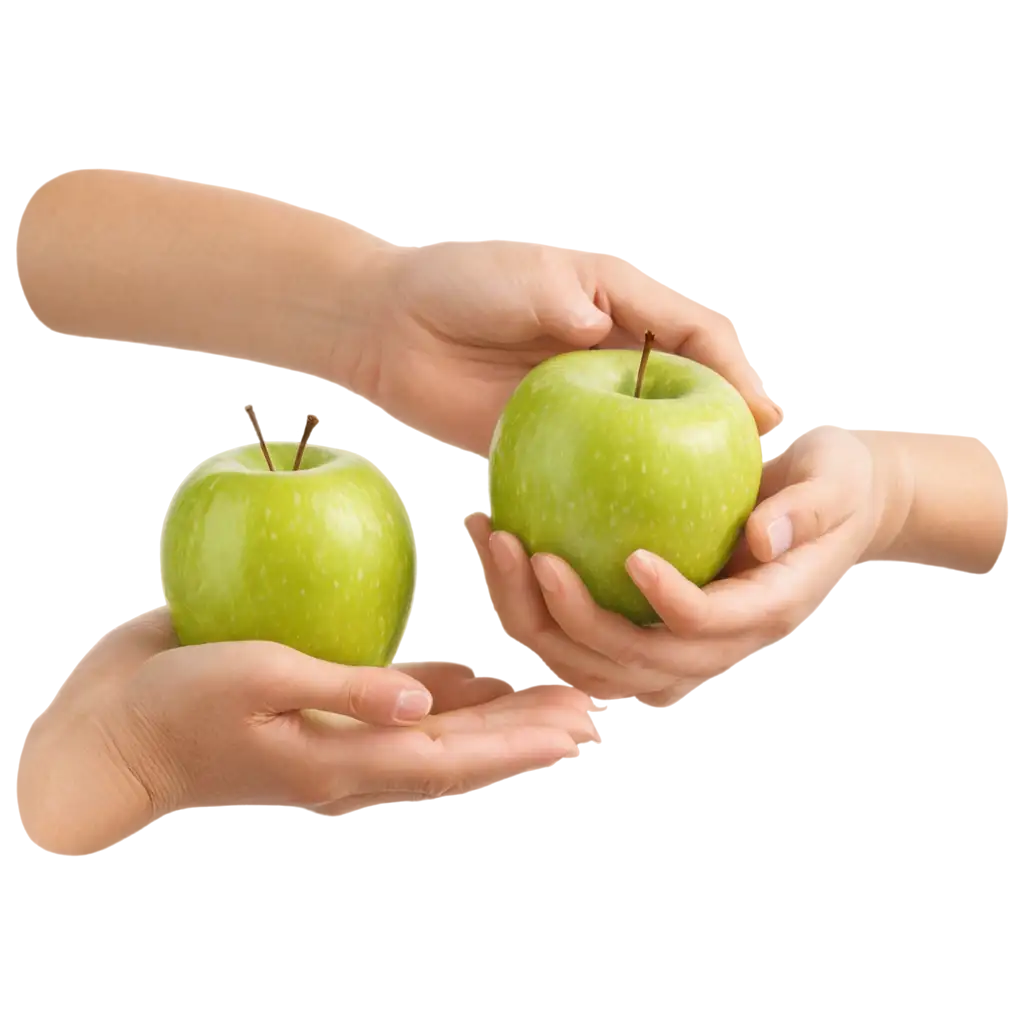 make a png of Hand caring apple