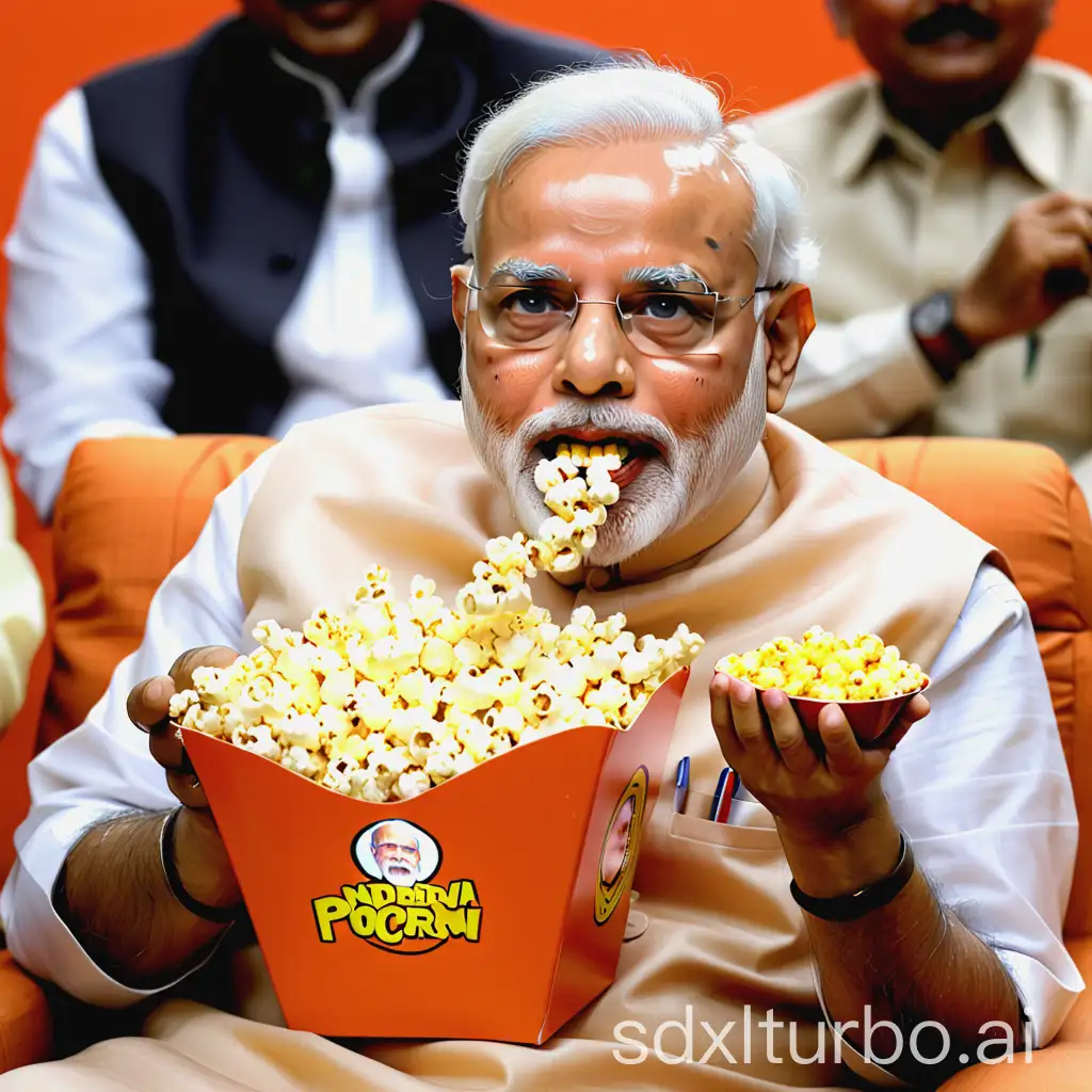 Narendra Modi eating popcorn