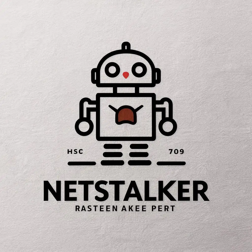 a vector logo design,with the text "Netstalker", main symbol:robot,Moderate,be used in Internet industry,clear background