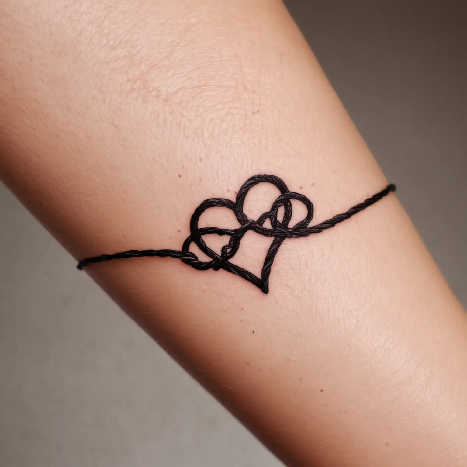 Elegant Black Tiny Tattoo of Intertwined Heart Strings