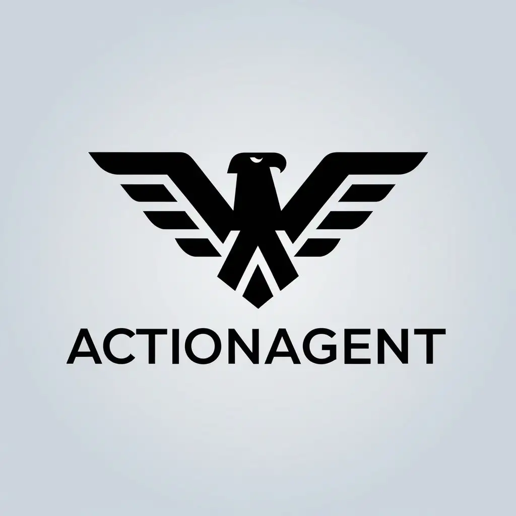 a vector logo design,with the text "ActionAgent", main symbol:Eagle,Minimalistic,be used in Internet industry,clear background