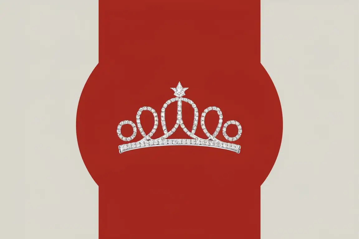 Princess Diadem with Glittering Diamonds on Red Background