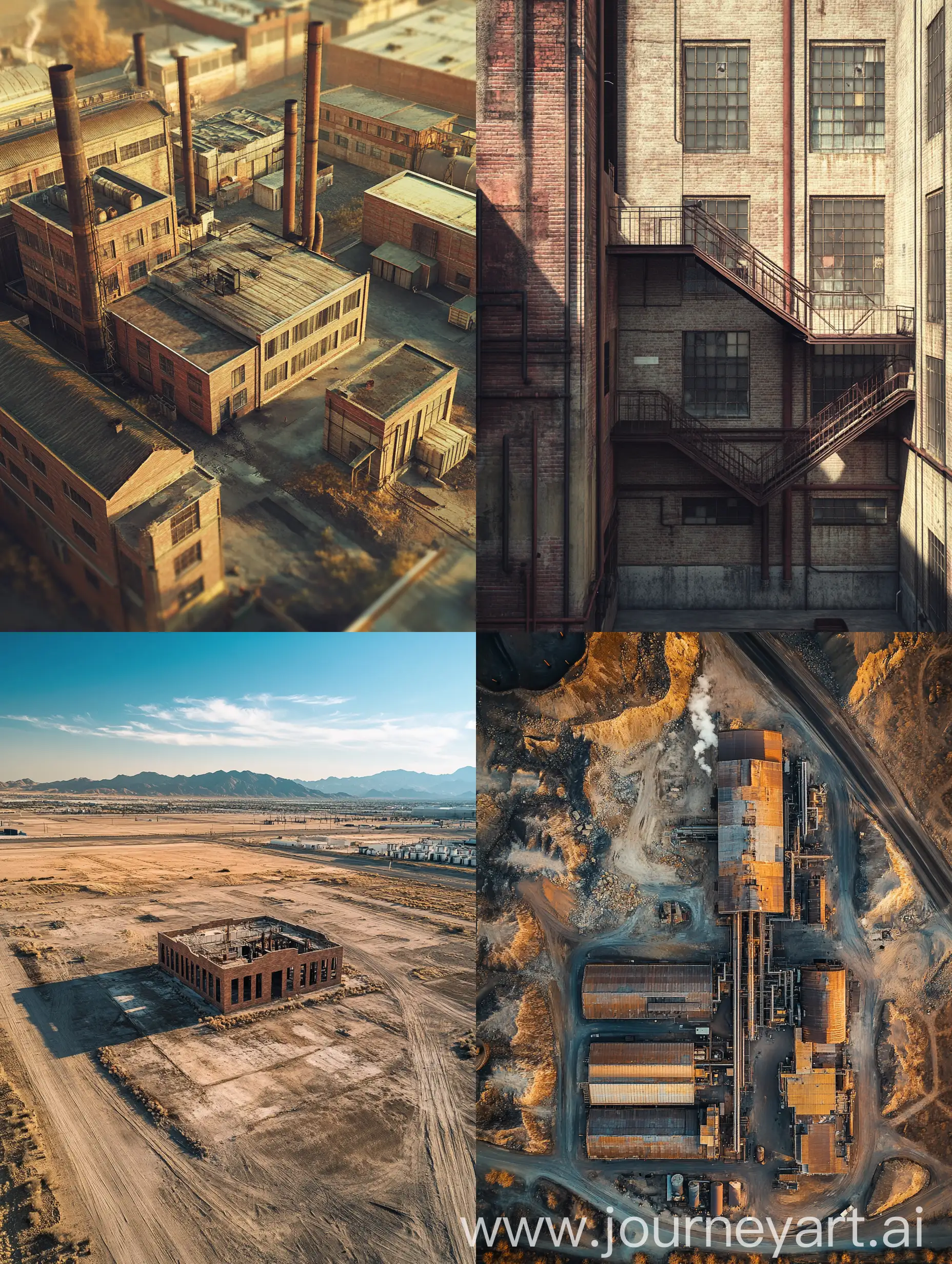 Hyper-Realistic-Drone-Photo-of-Modern-Brick-Factory-in-Desert-Biome