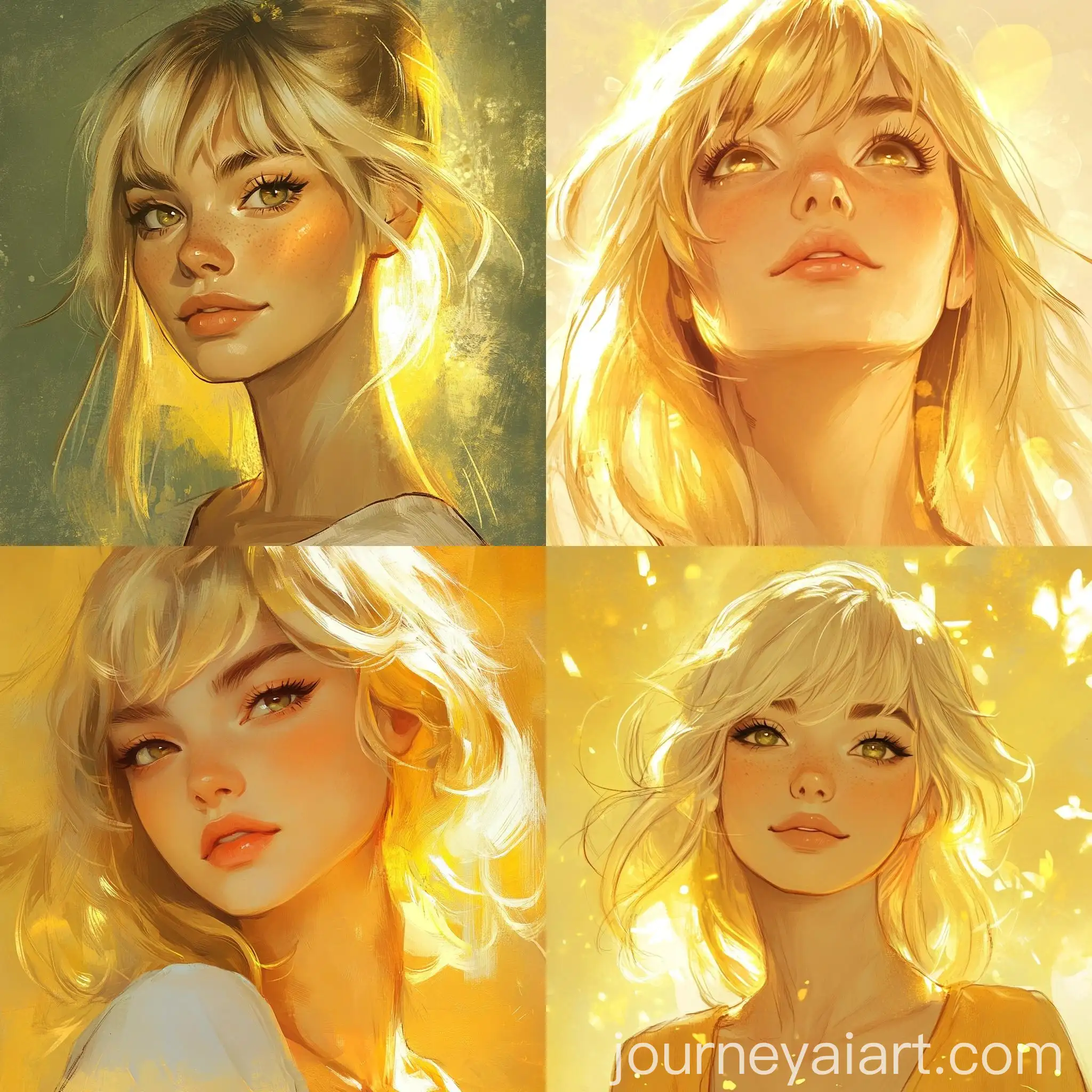 Serene-Young-Woman-with-Radiant-Yellow-Light-Illuminating-Her-Face