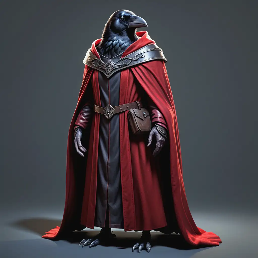 Mysterious Raven Inquisitor in Elegant Red Robe