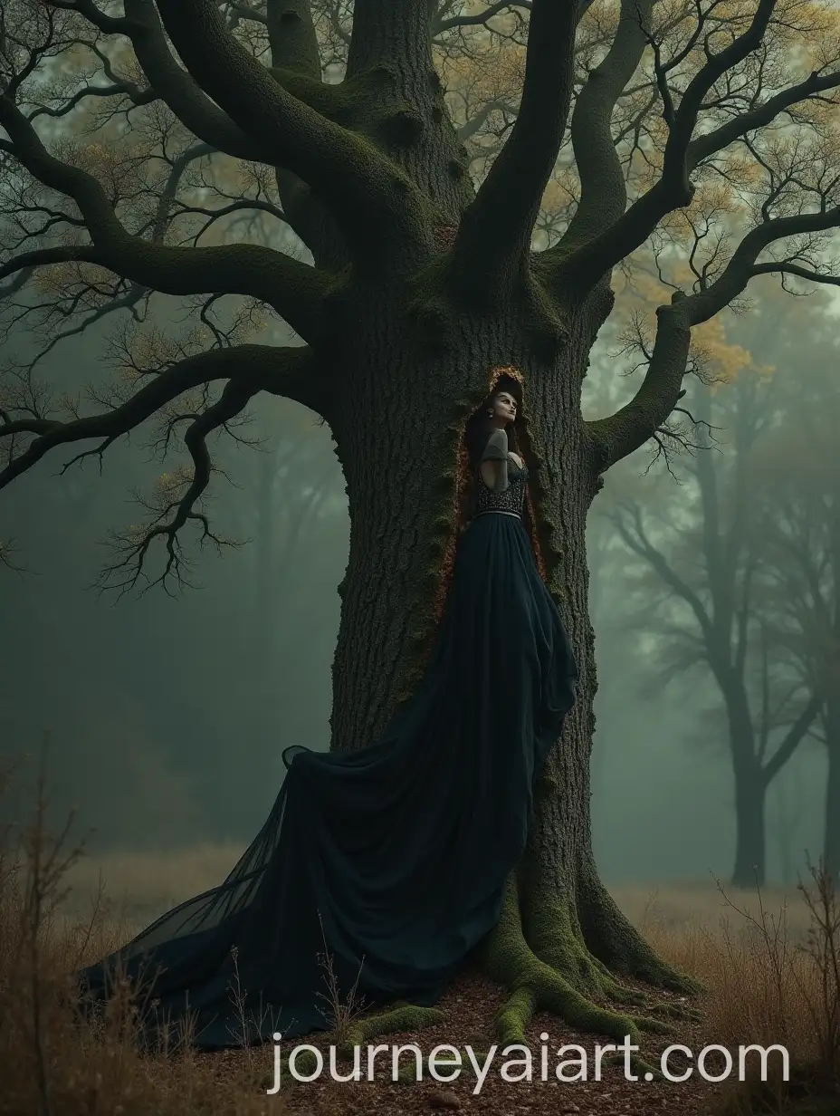 Dark-Fantasy-Scene-Woman-Sacrificed-to-a-Tree-in-Medieval-Setting