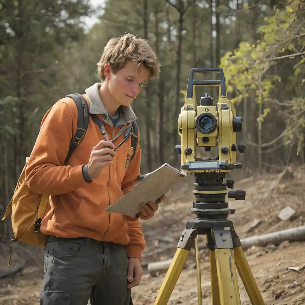 student-surveyor with theodolite