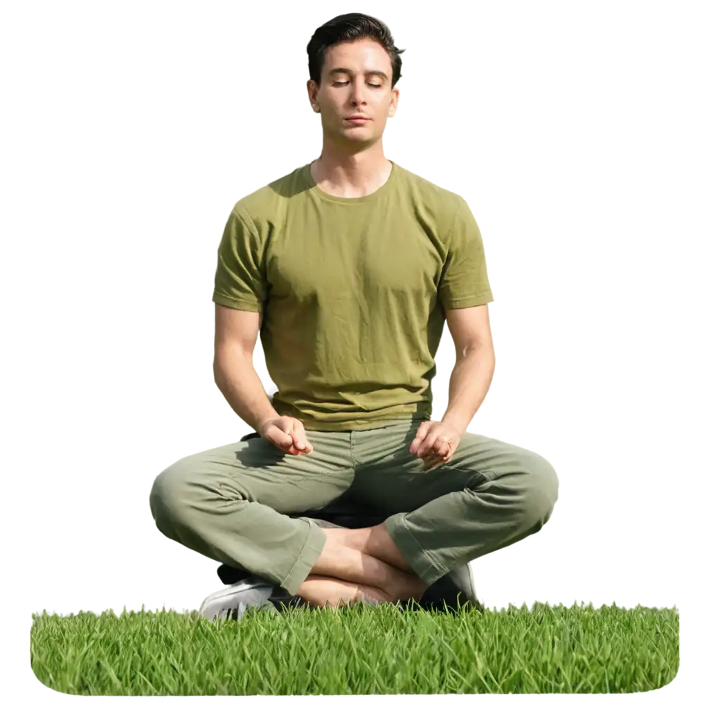 PNG-Image-of-Men-Meditating-in-a-Sitting-Position-on-Green-Grass-Perfect-for-Relaxation-Themes