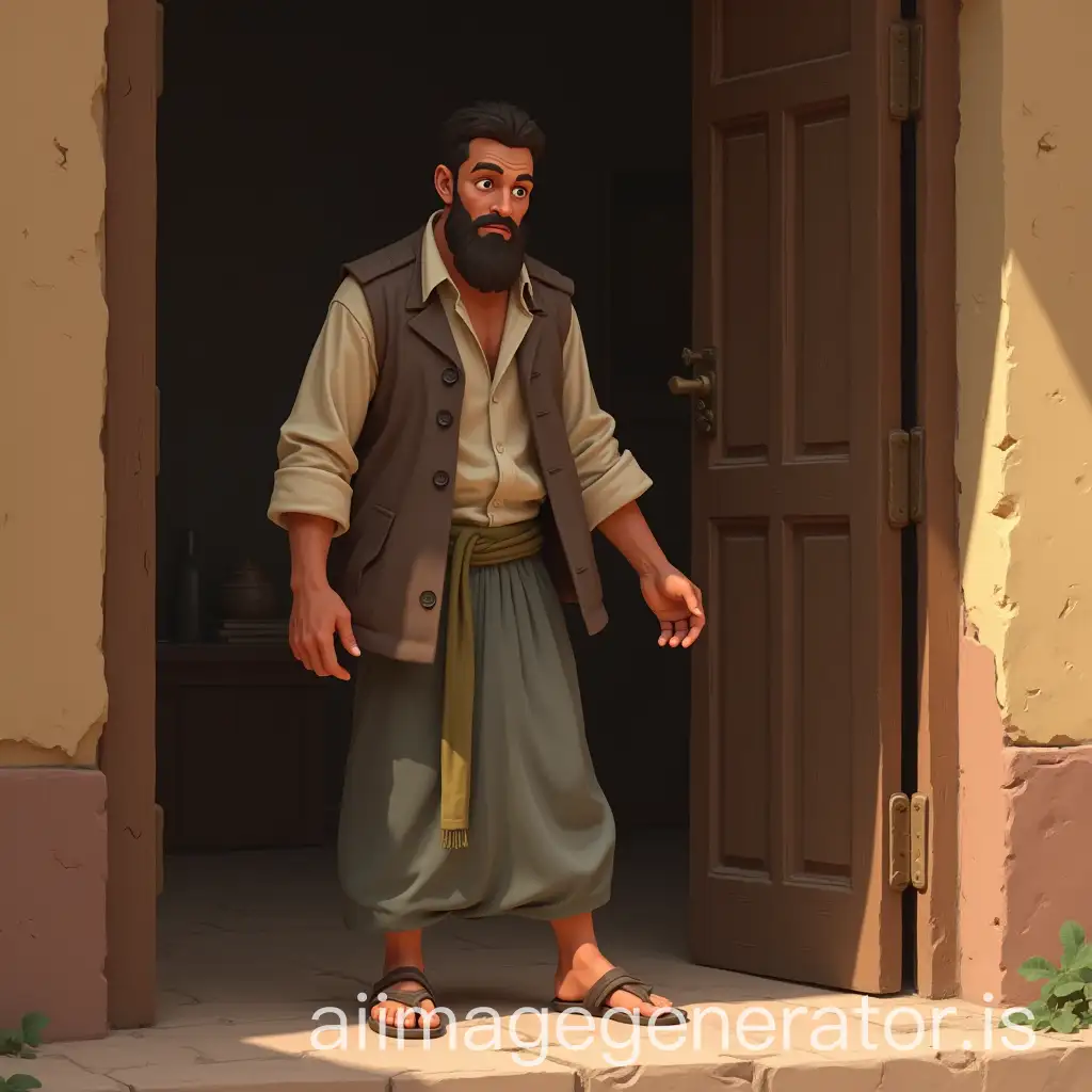 Poor-Man-in-Worn-Out-Clothes-Leaving-Mosque-in-PixarStyle