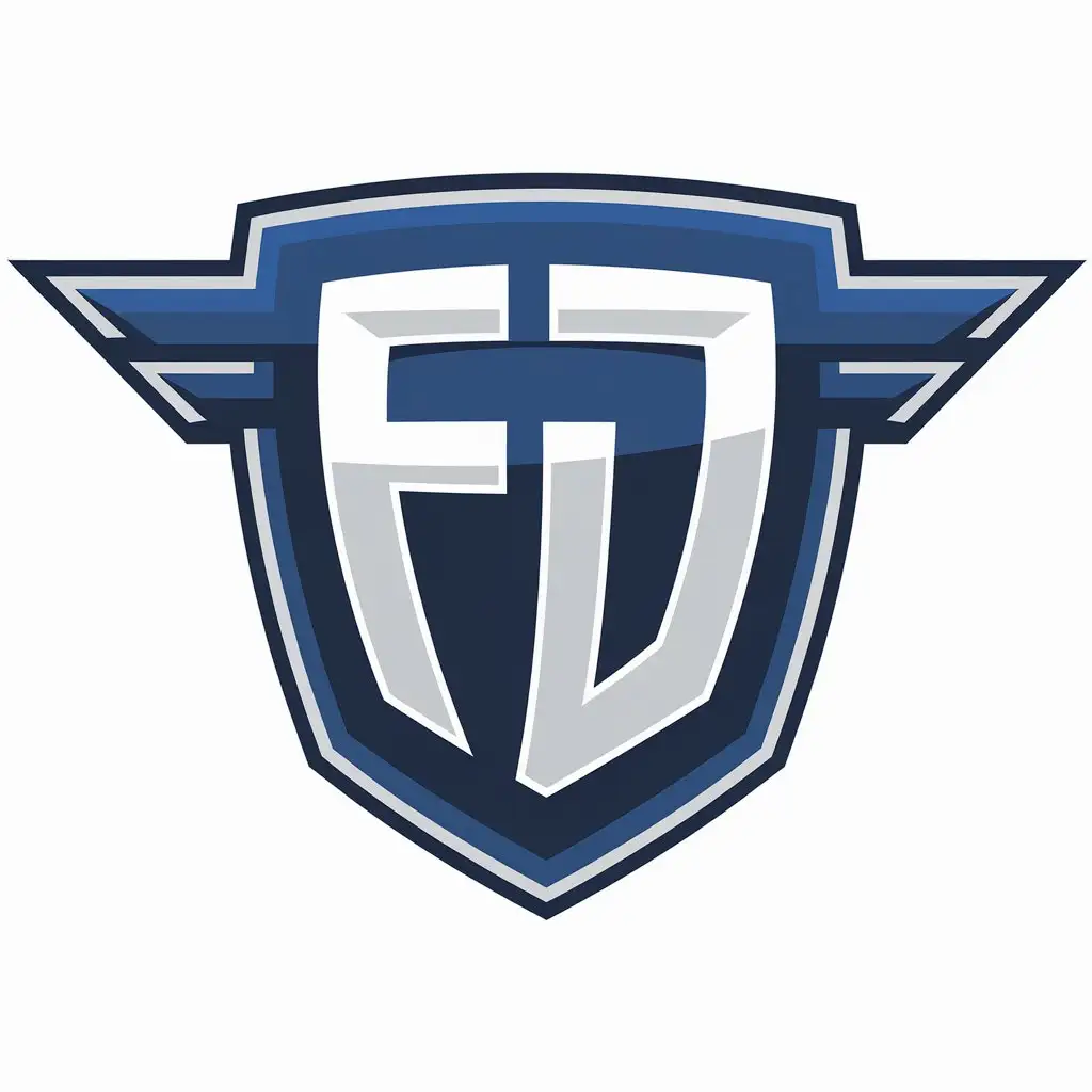 LOGO Design for FD Vector Shield in Blue with Clear Background