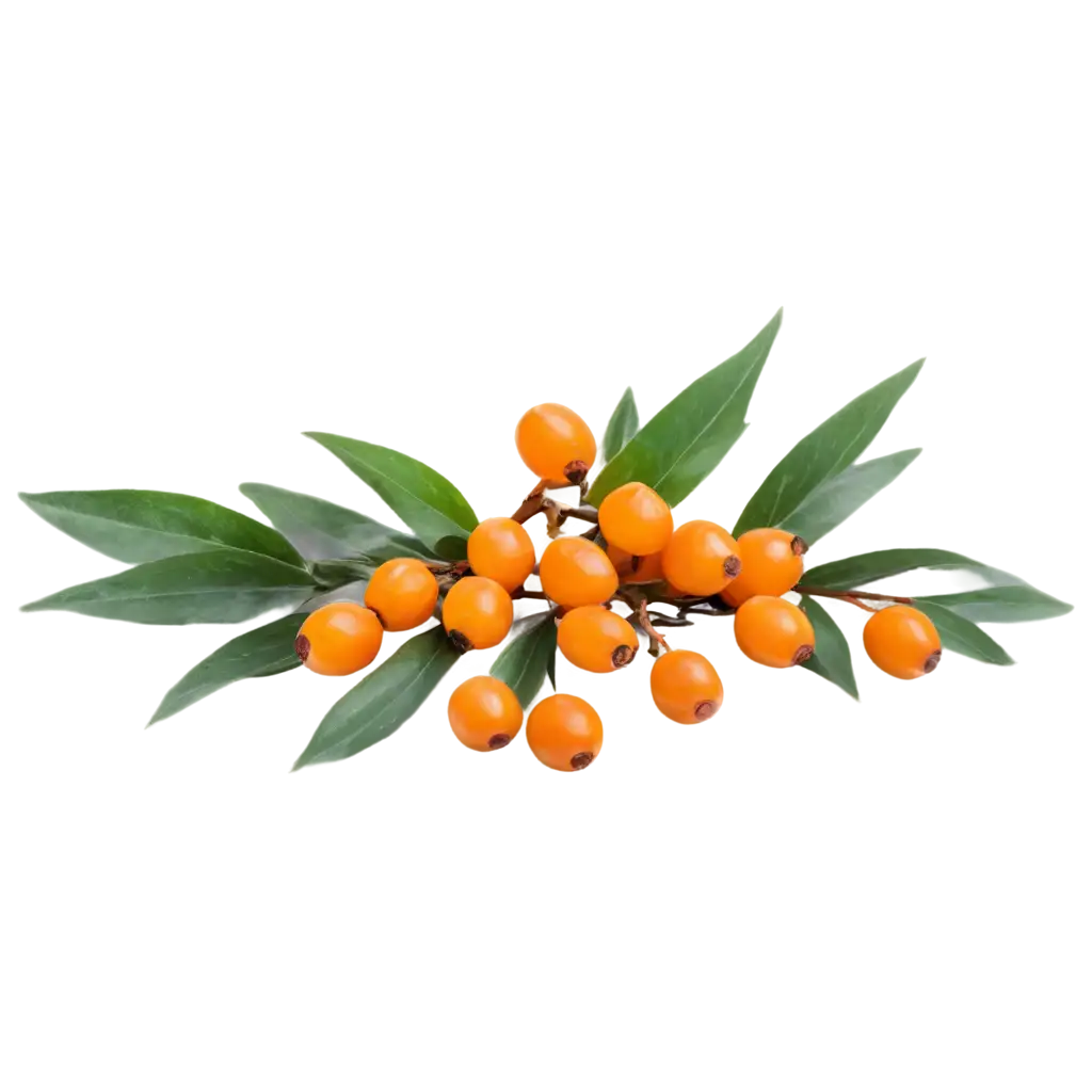 HighQuality-PNG-Image-of-Sea-Buckthorn-Branch-with-Juicy-Orange-Berries-and-Green-Leaves-on-a-Light-Background