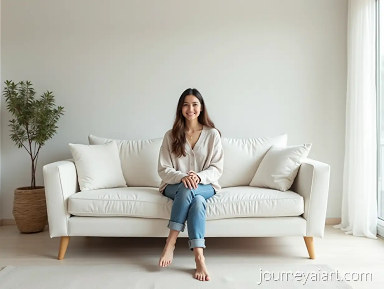 Beautiful-Woman-Sitting-onWoman-on-Modern-Sofa-a-Modern-Sofa-in-a-Stylish-Living-Room