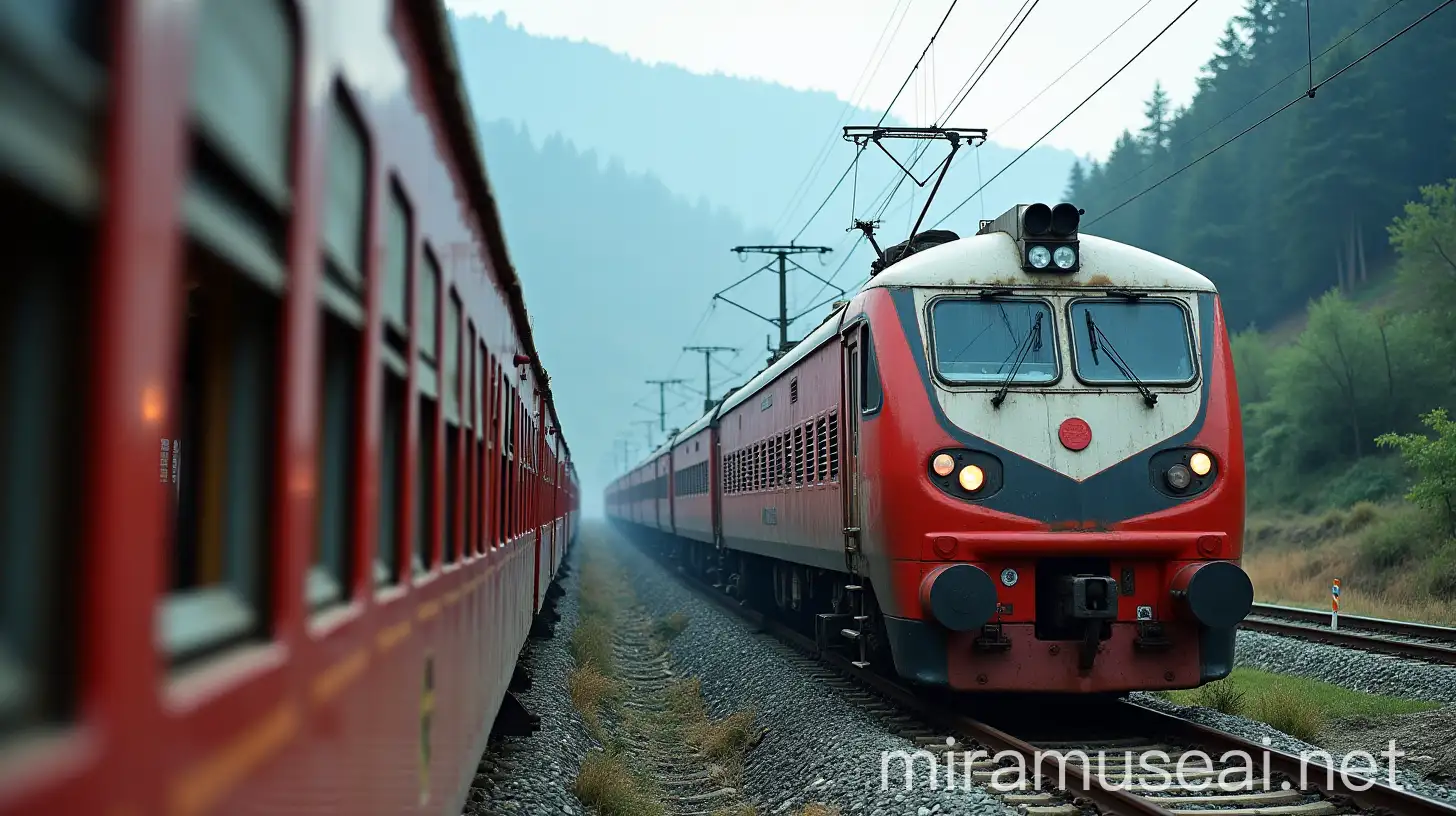 Indian Passenger Train Journey with Vaisno Devi Temple in the Background