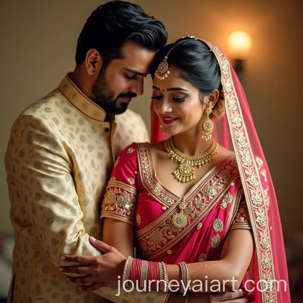 Beautiful-Indian-Couple-Embracing-in-Traditional-Attire