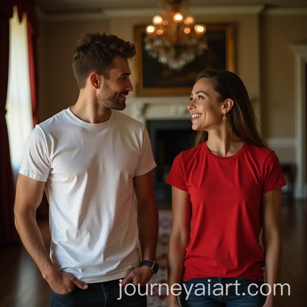 Young-Man-and-Woman-Chatting-in-Classic-Room-Setting