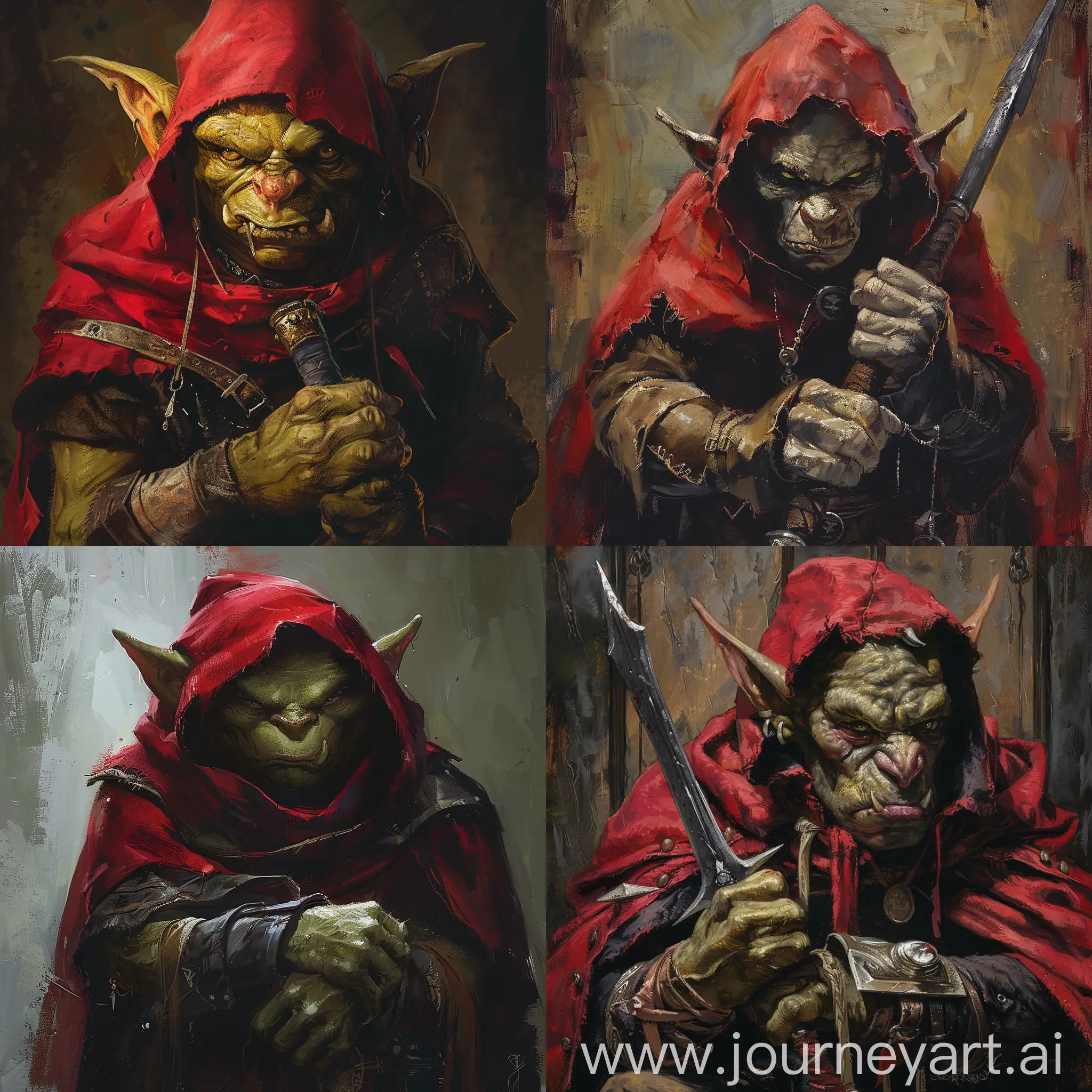 Goblin-Rogue-Portrait-with-Hood-and-Dagger