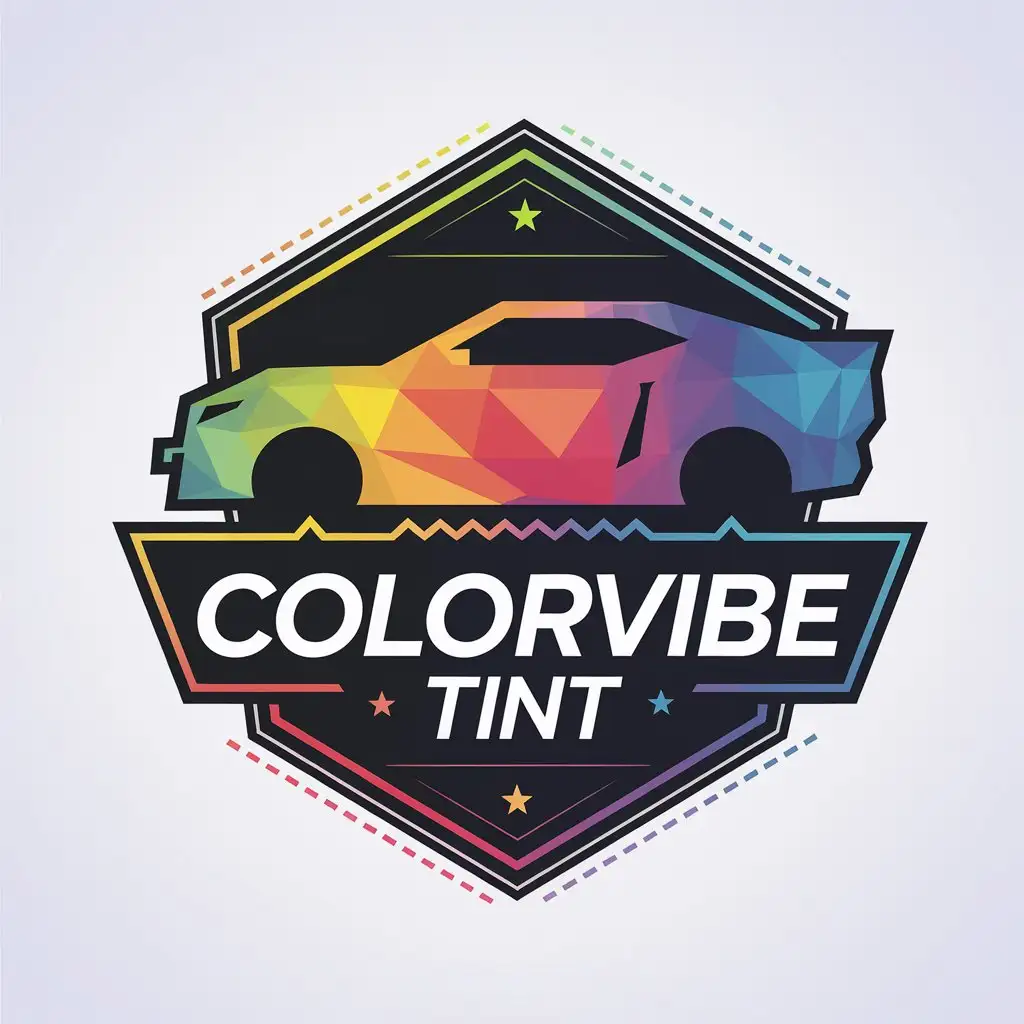 a vector logo design,with the text "colorvibe tint", main symbol:Gradient, car, geometry,Moderate,be used in Automotive industry,clear background