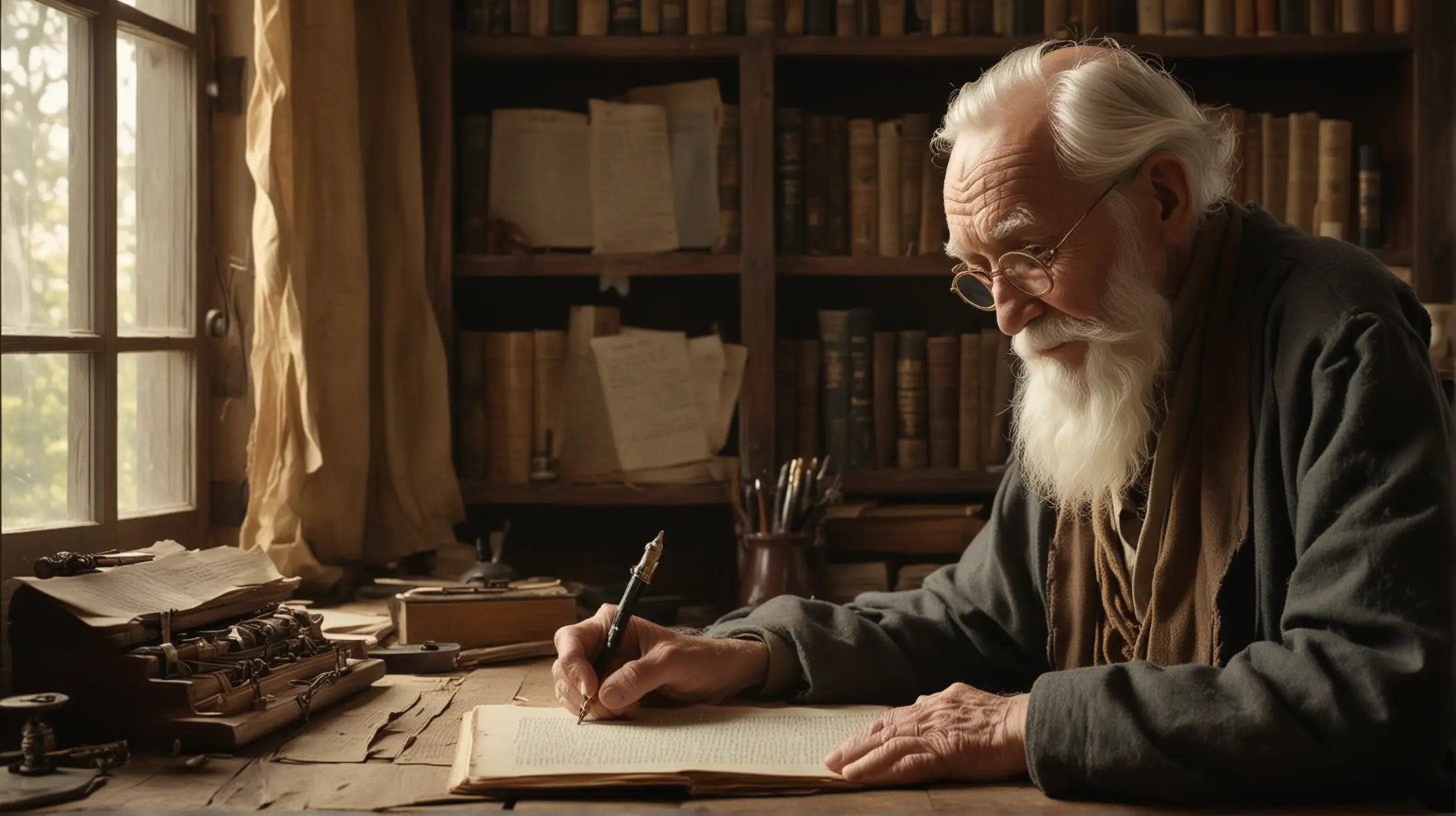 Wise Old Man Writing Parable