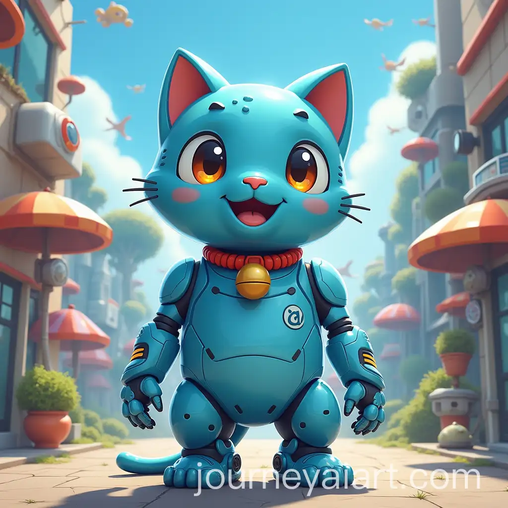 Futuristic-Blue-Robotic-Cat-in-a-Colorful-HighTech-World
